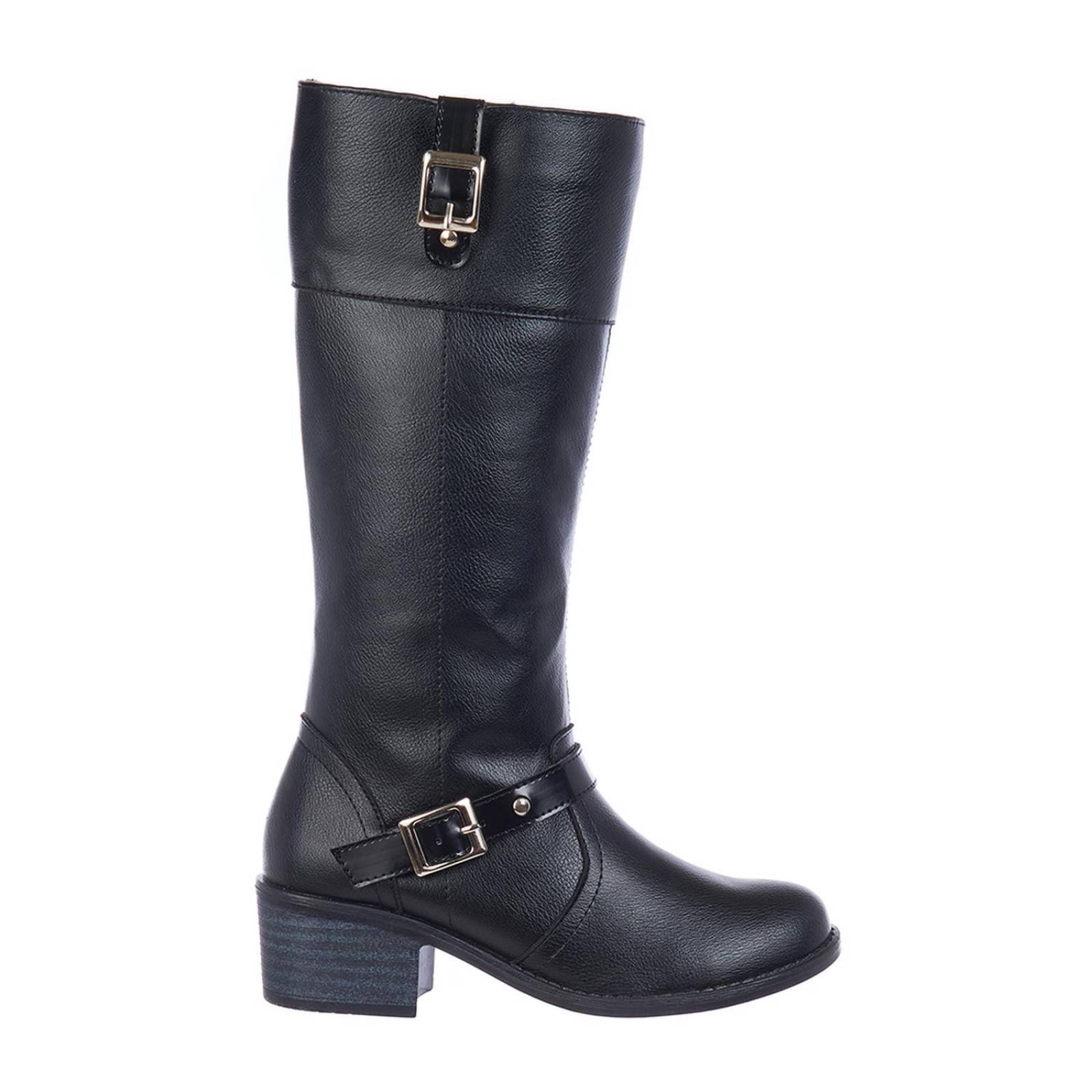 Botas Altas Tacon Bajo Mujer Juvenil Negros Casual 