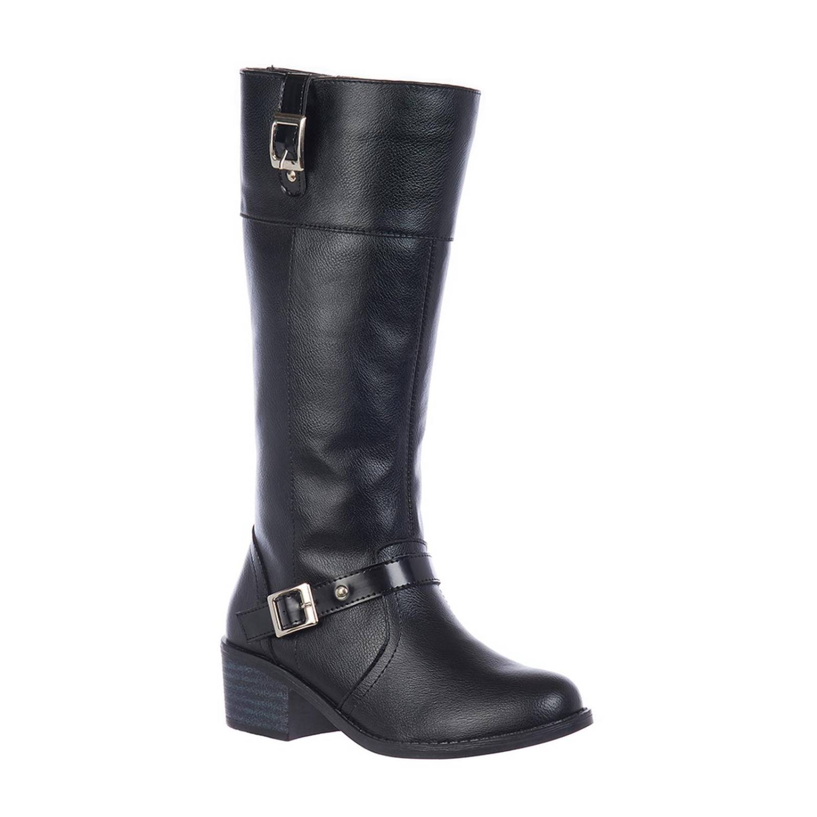 Botas Altas Tacon Bajo Mujer Juvenil Negros Casual 