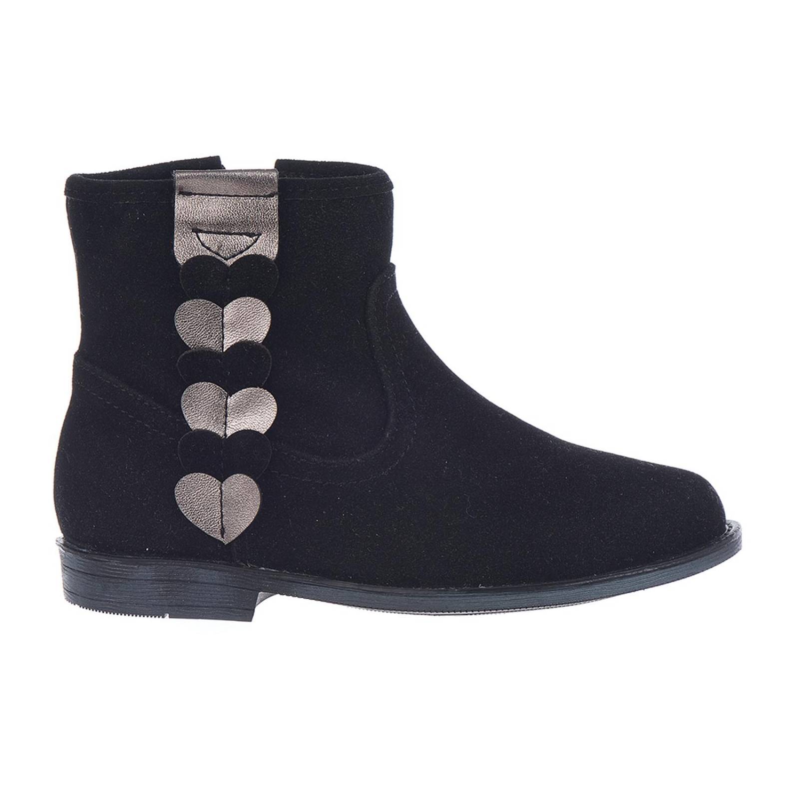 Botines Chelsea Para Niñas Negros Con Corazones 
