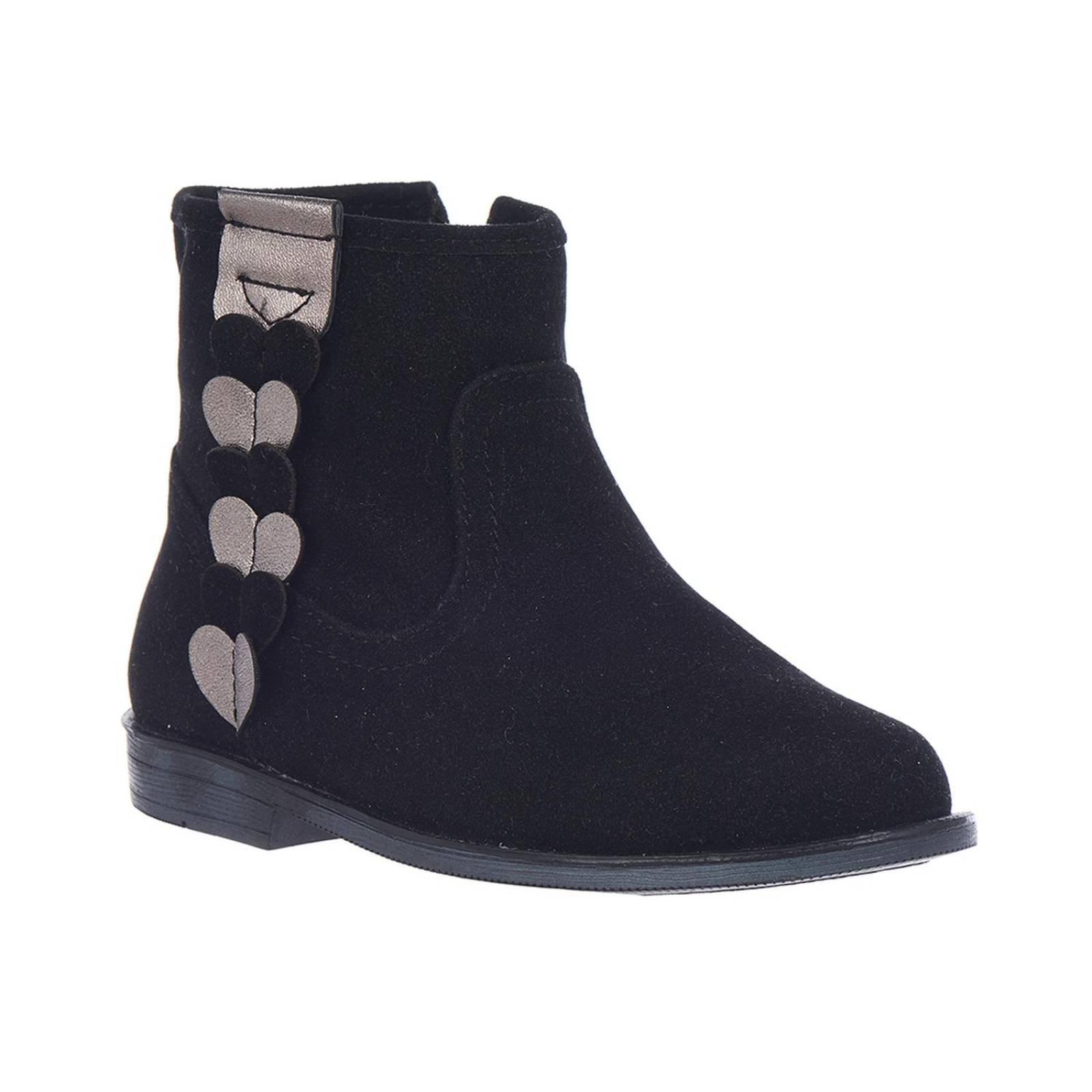 Botines Chelsea Para Niñas Negros Con Corazones 