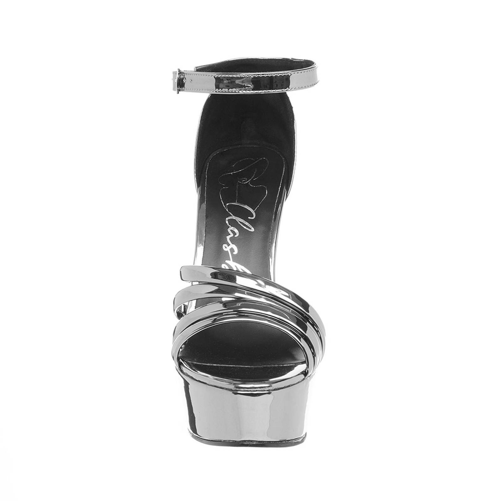 Sandalias Plataforma Alta Mujer Charol Plata Casuales 