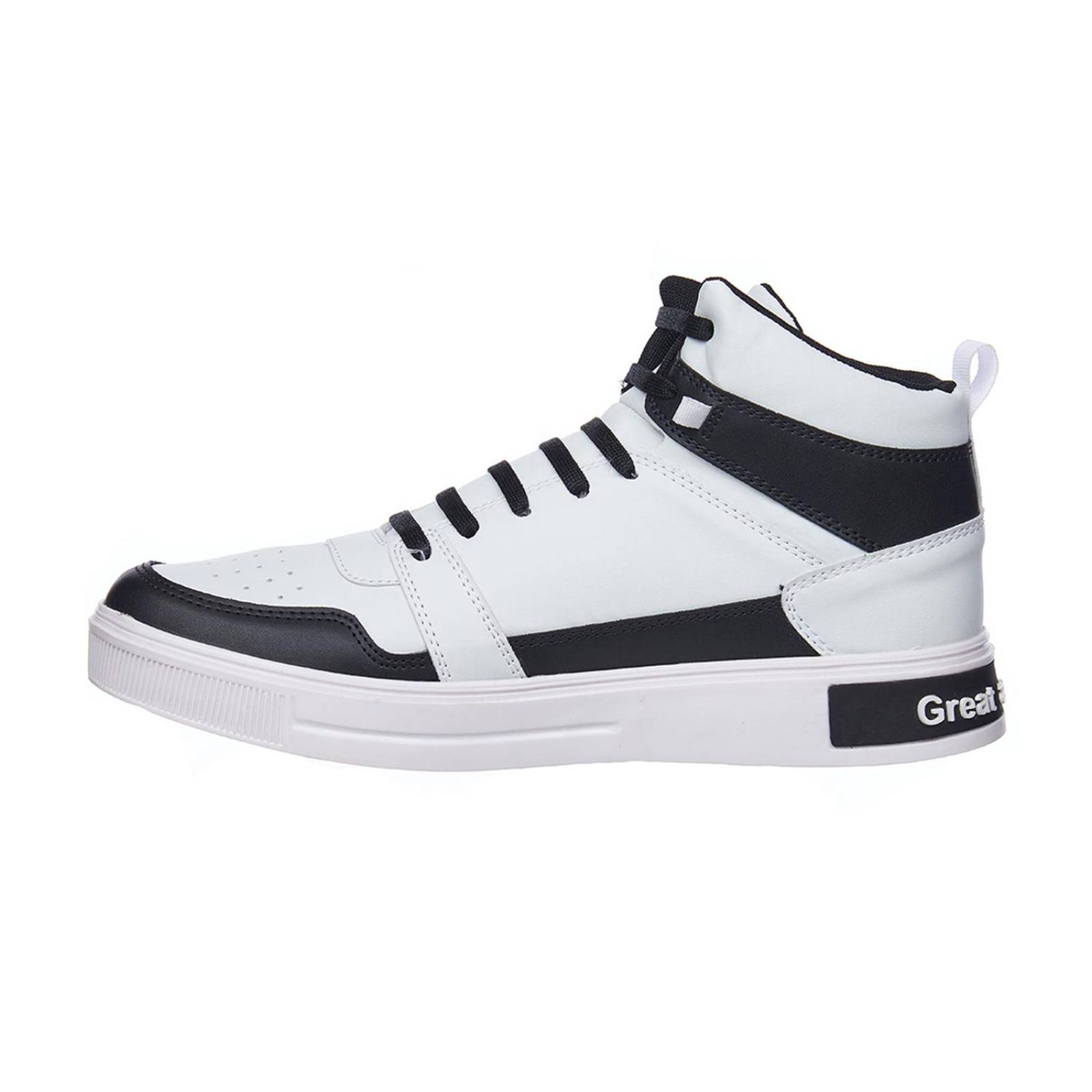Tenis Casuales Hombre En Botín Tipo Piel Blancos Urbanos 
