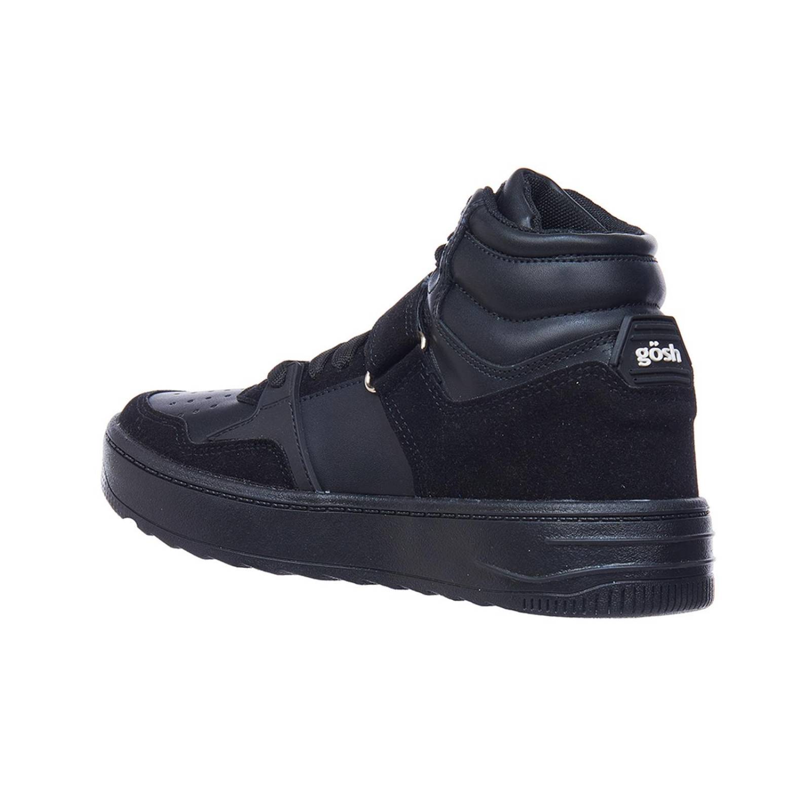 Tenis En Botin Para Mujer Negros Tipo Piel Casuales 