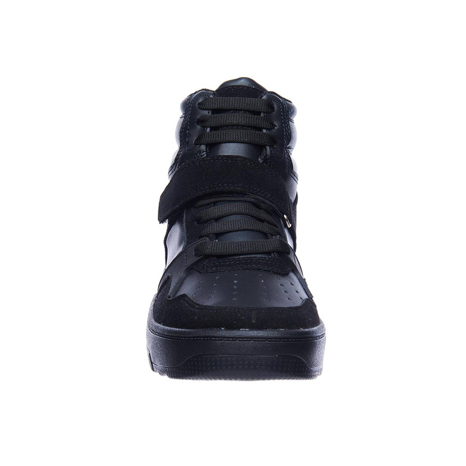 Tenis En Botin Para Mujer Negros Tipo Piel Casuales 