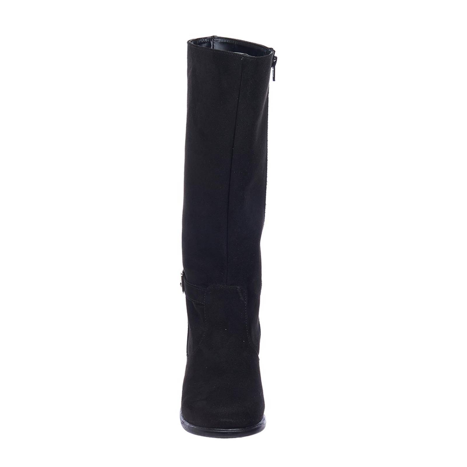 Botas Altas Mujer Tipo Gamuza Negro Plataforma Baja 