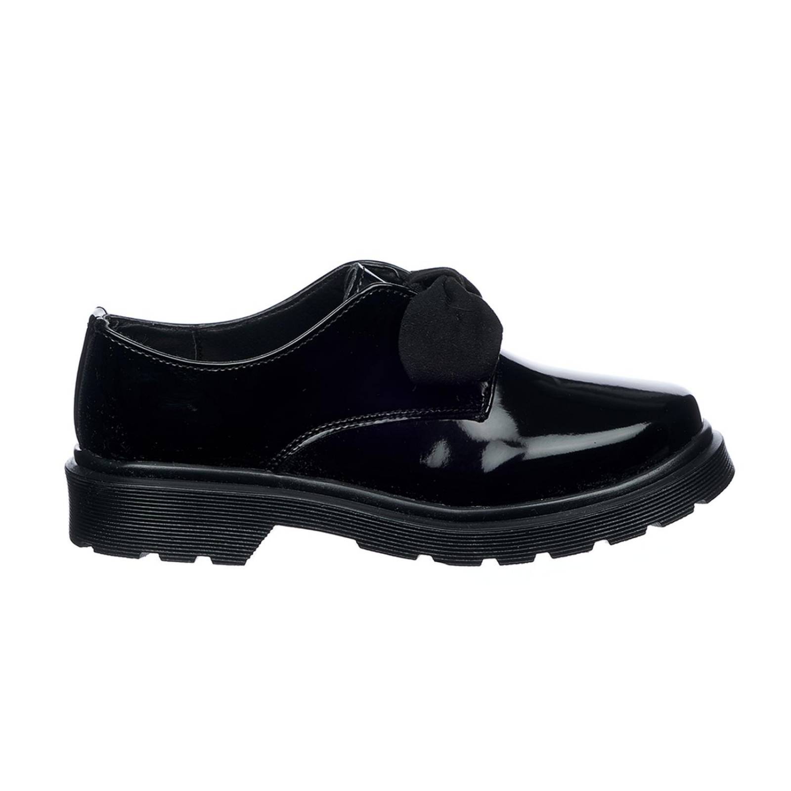 Zapato Escolar Niñas Juvenil Charol Negro Moño Casual Cómodos 
