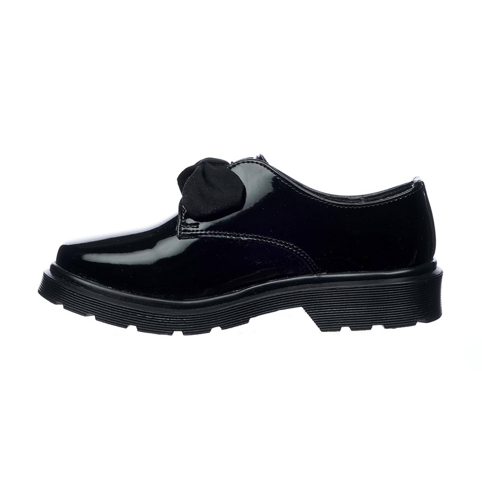 Zapato Escolar Niñas Juvenil Charol Negro Moño Casual Cómodos 