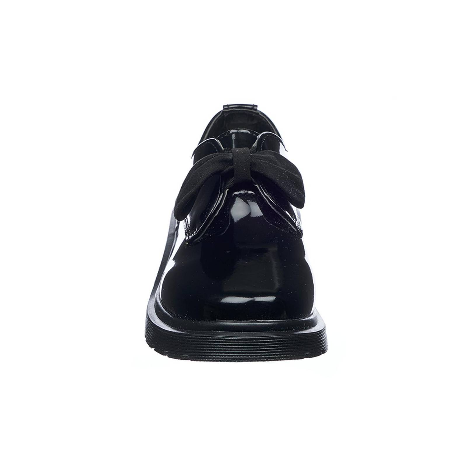 Zapato Escolar Niñas Juvenil Charol Negro Moño Casual Cómodos 