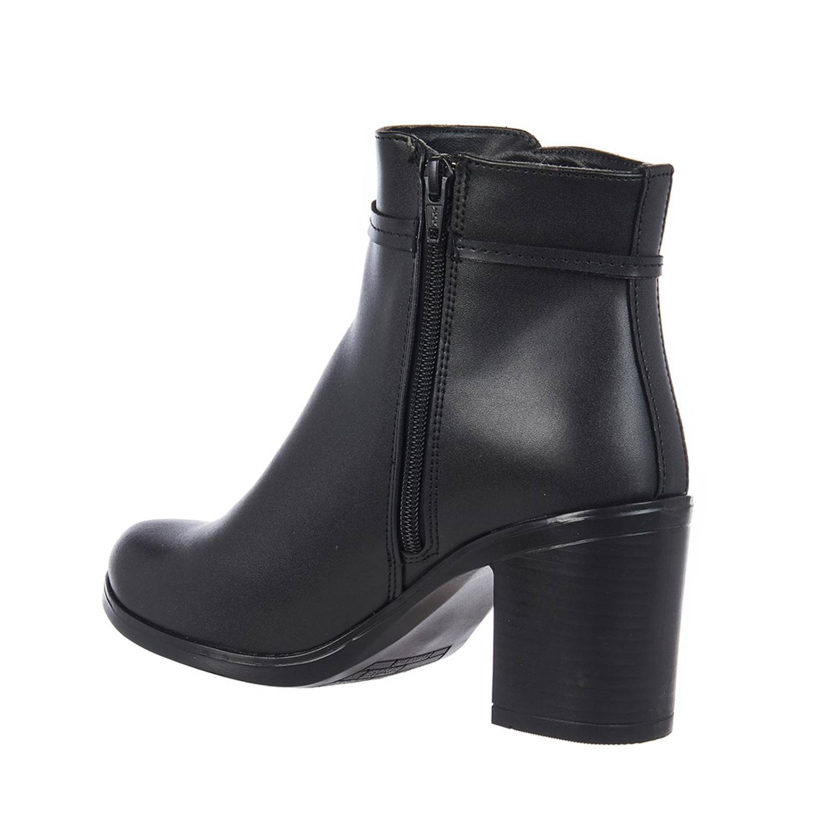 Botines Mujer Tipo Piel Negro Herraje Formales Casuales