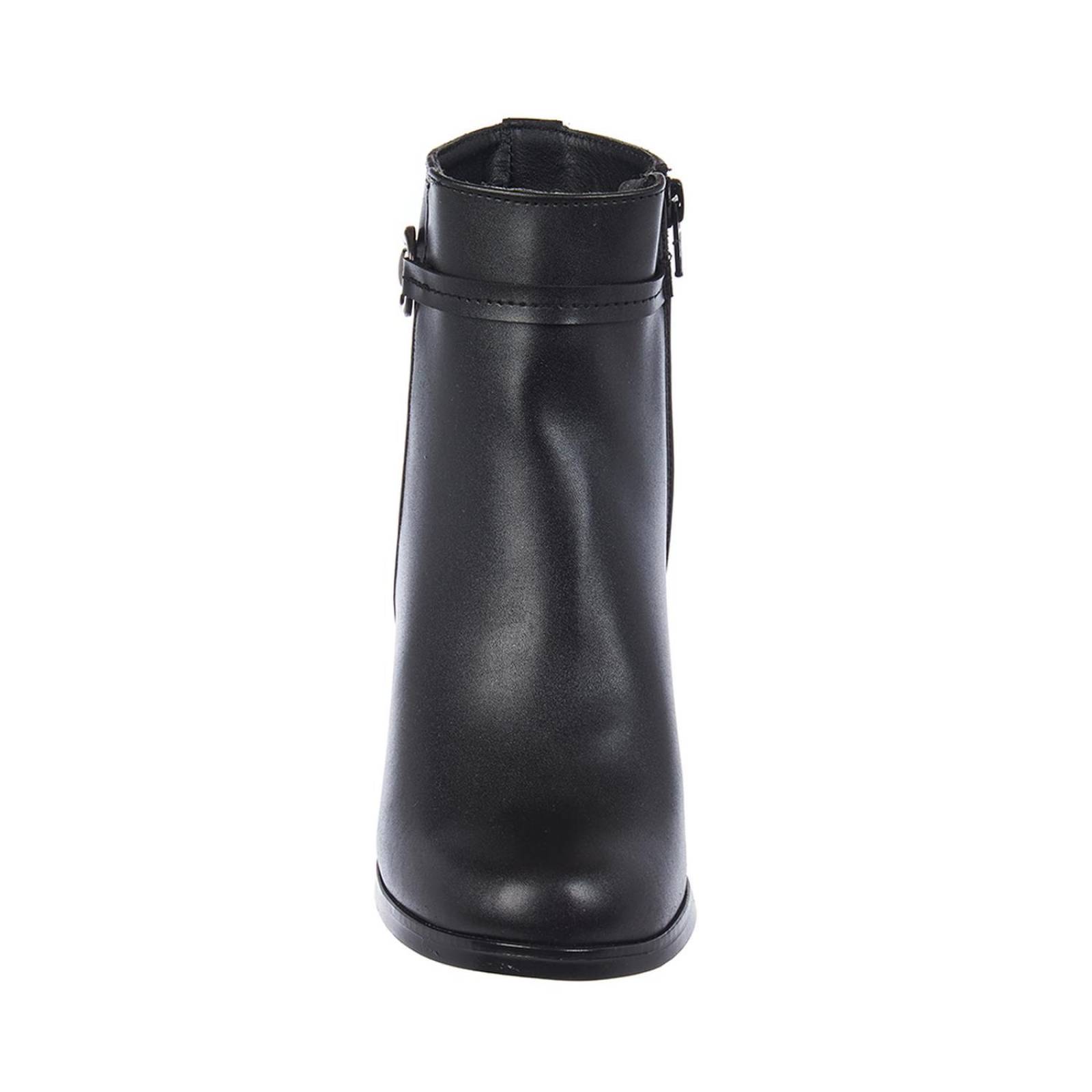 Botines Mujer Tipo Piel Negro Herraje Formales Casuales