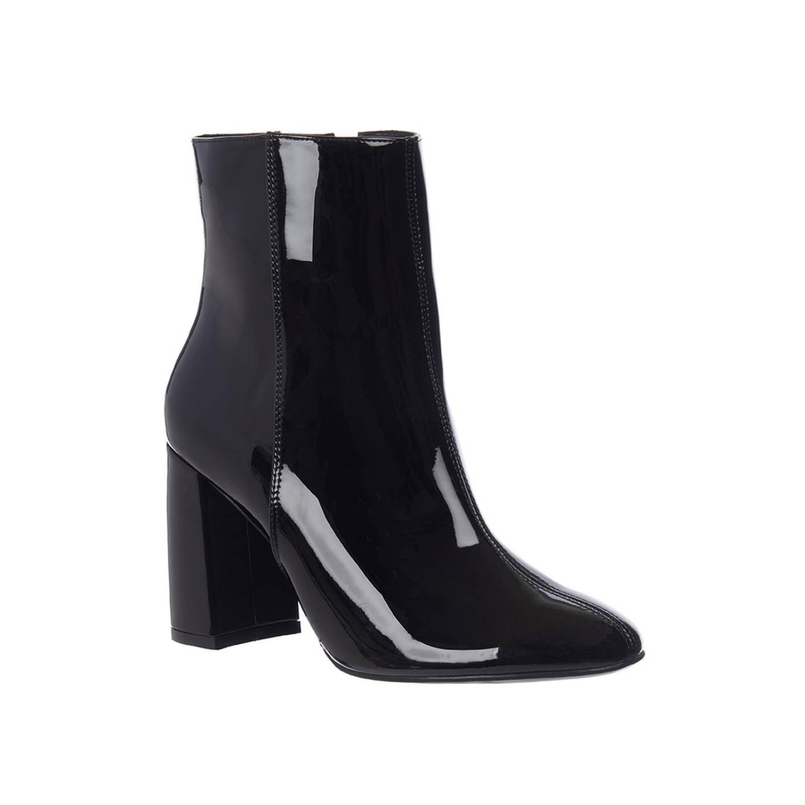 Botines Negros De Charol Para Mujer Clásicos Moda Formal 