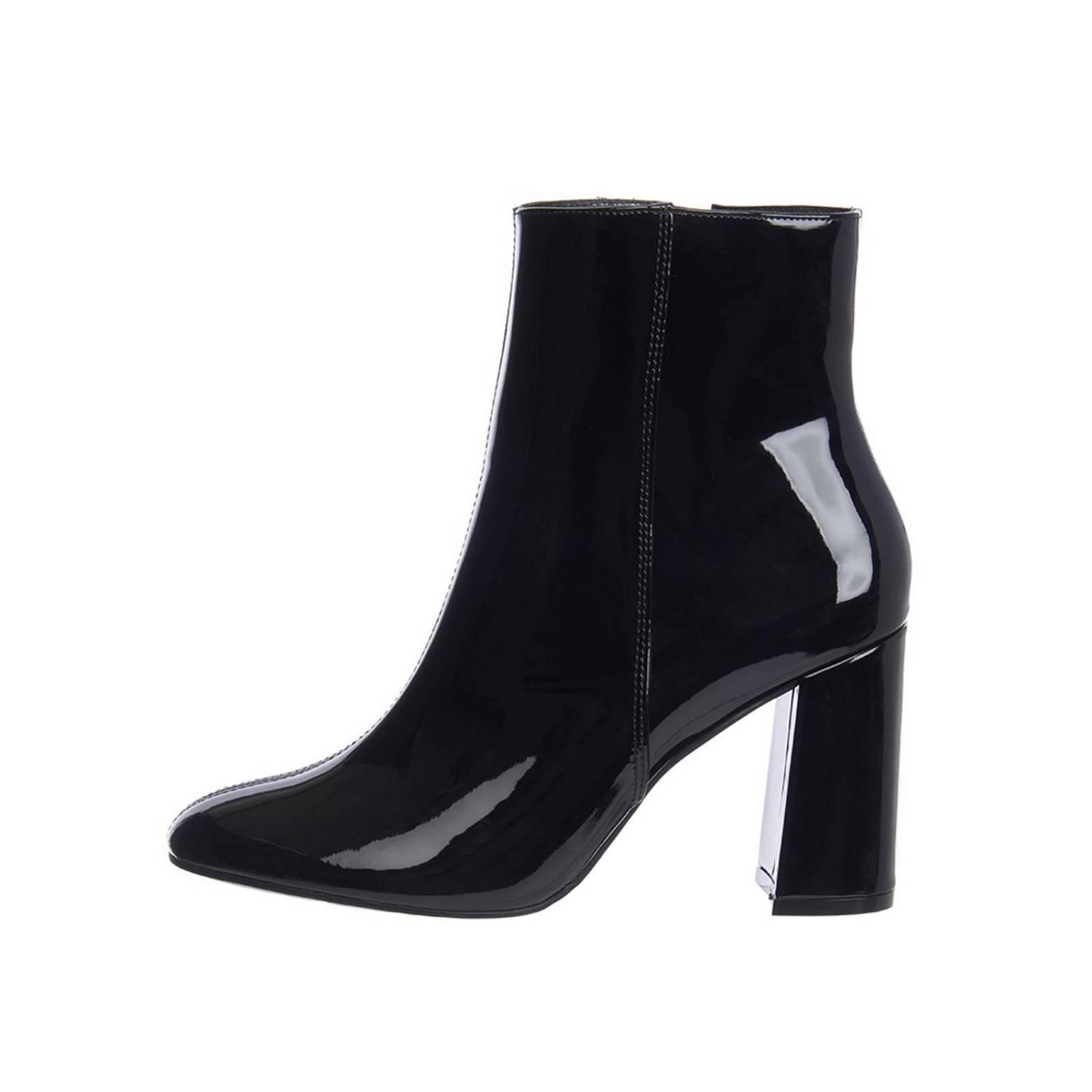 Botines Negros De Charol Para Mujer Clásicos Moda Formal 