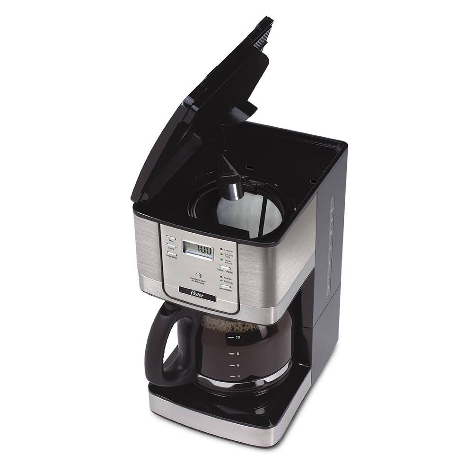 Cafetera 12 tazas Programable Jarra de Vidrio plata/ negro Oster