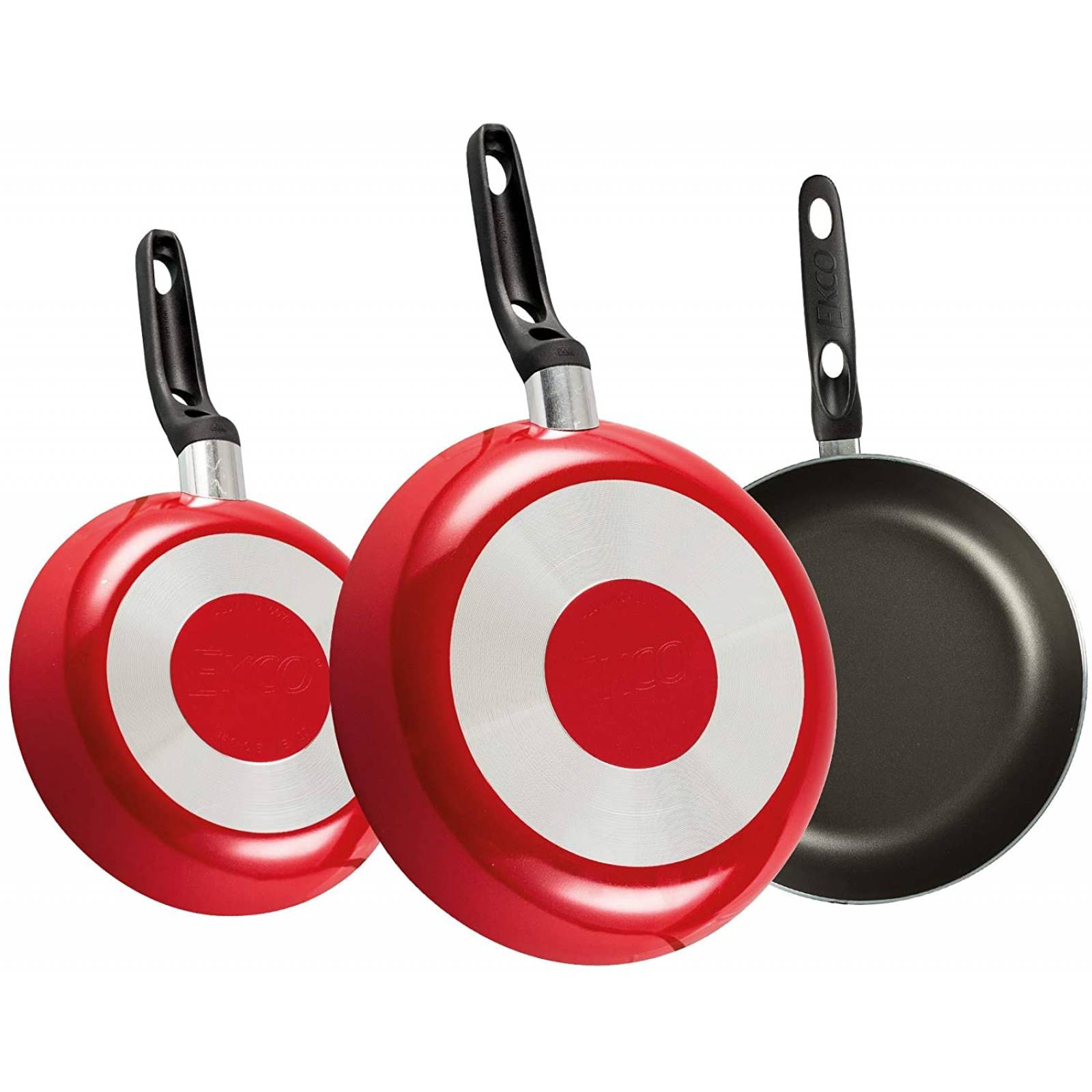 Juego de sartenes 3 pzas 20/24/30 3mm color rojo marca Ecko 84981