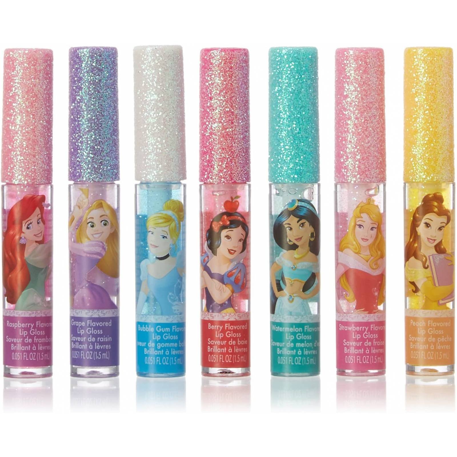 TownleyGirl Disney Princess Super Sparkly Lip Gloss Set, 7 CT