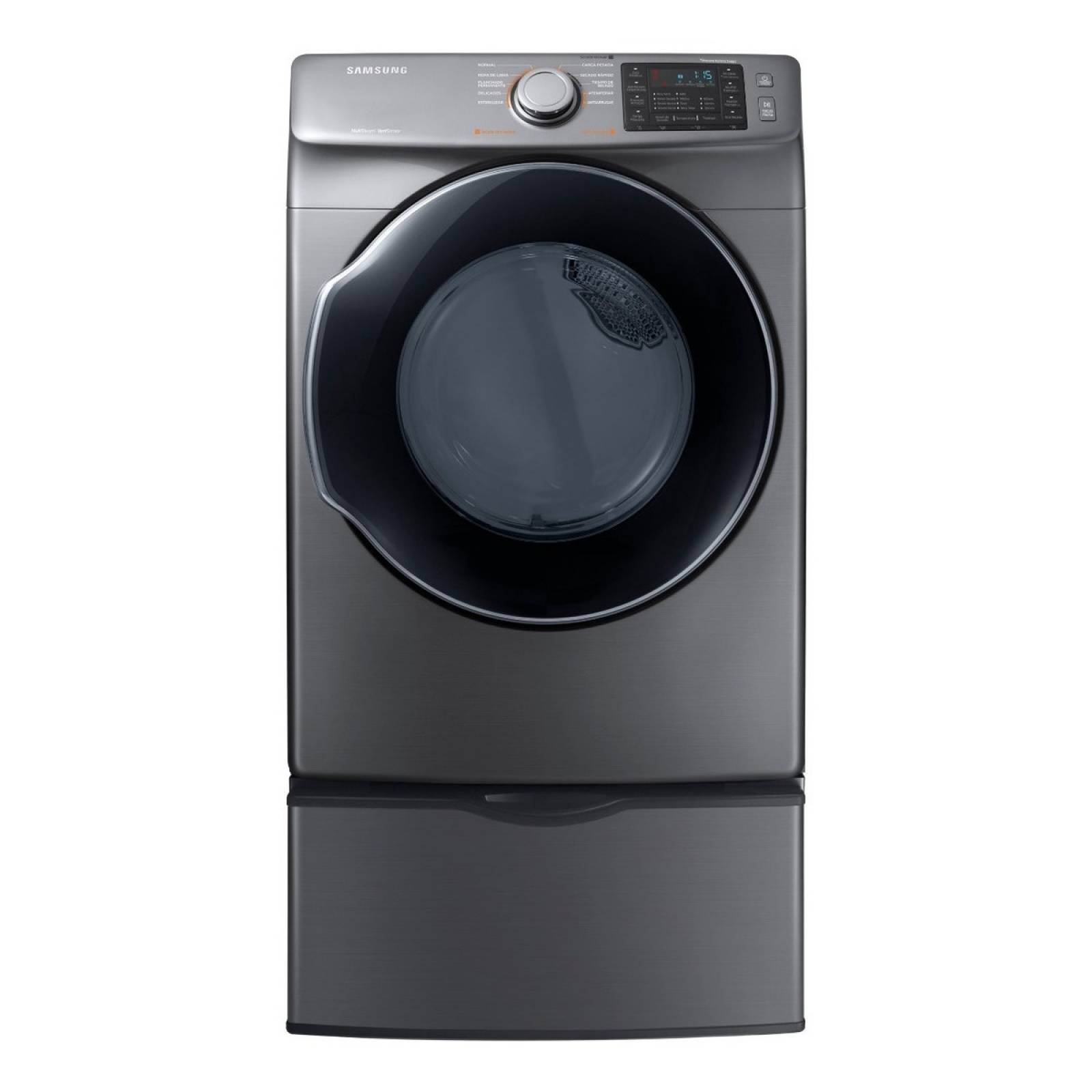 Bundle secadora 20k frontal inox c/pedestal we357a0p marca Samsung.