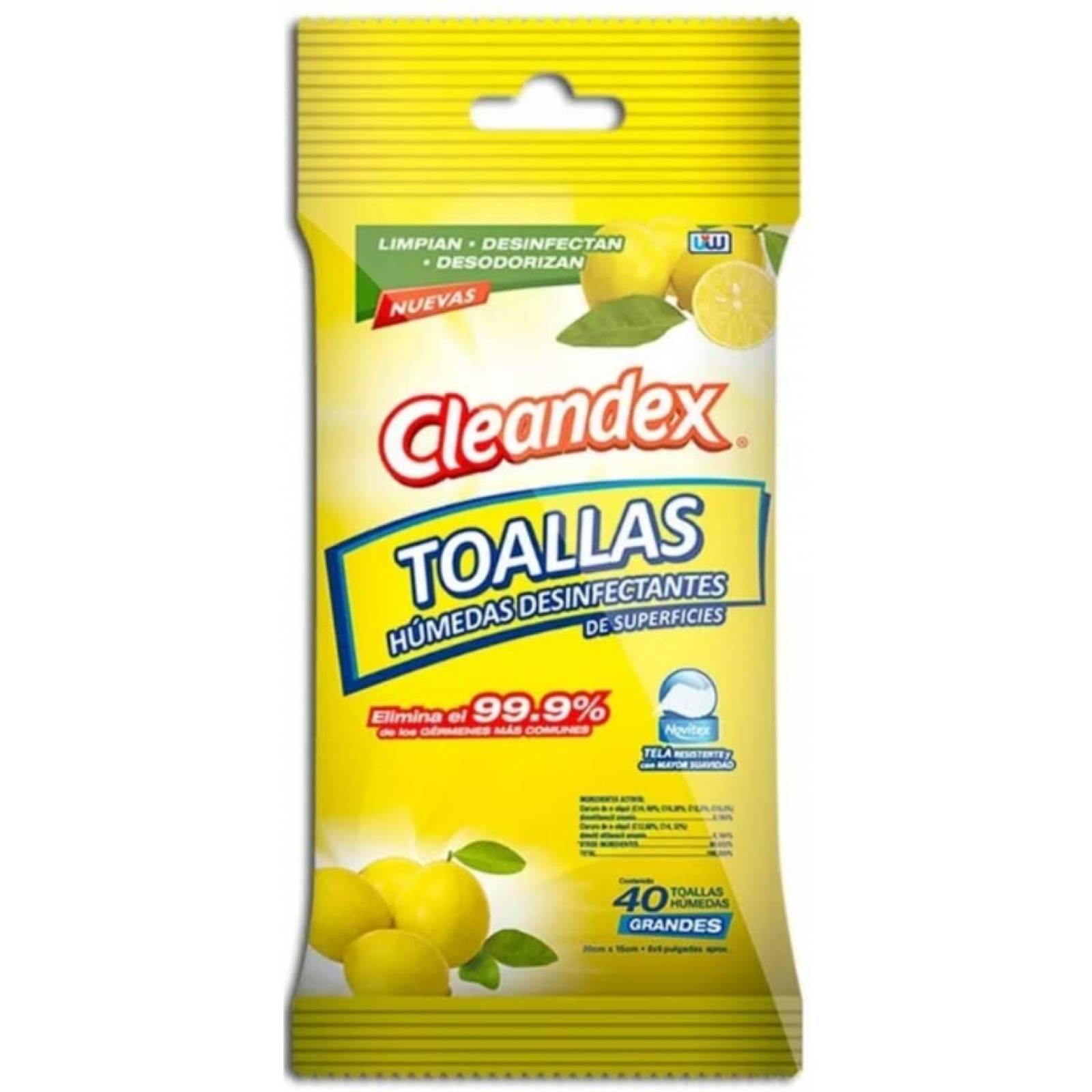 Universal Wipes Toallas desinfectante Húmedas Clenadex Limón para Superfices (120 Toallitas Húmedas)