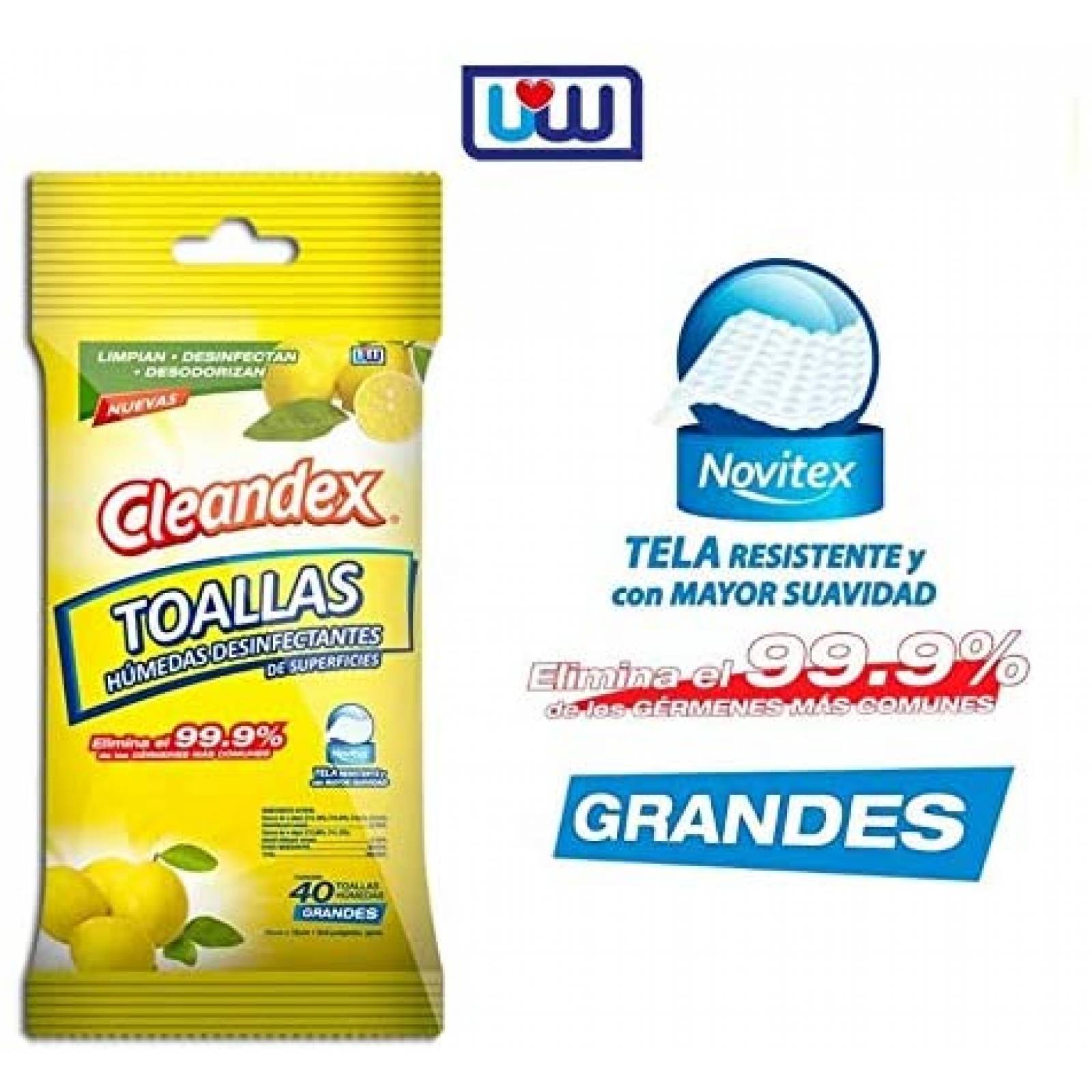 Universal Wipes Toallas desinfectante Húmedas Clenadex Limón para Superfices (120 Toallitas Húmedas)