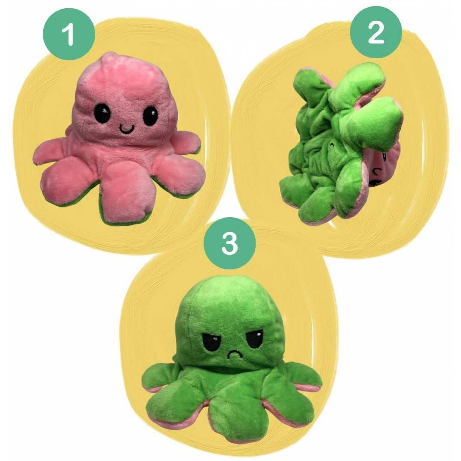 Pulpos de Peluche Reversibles Marca Bonalto (Rosa/Verde)