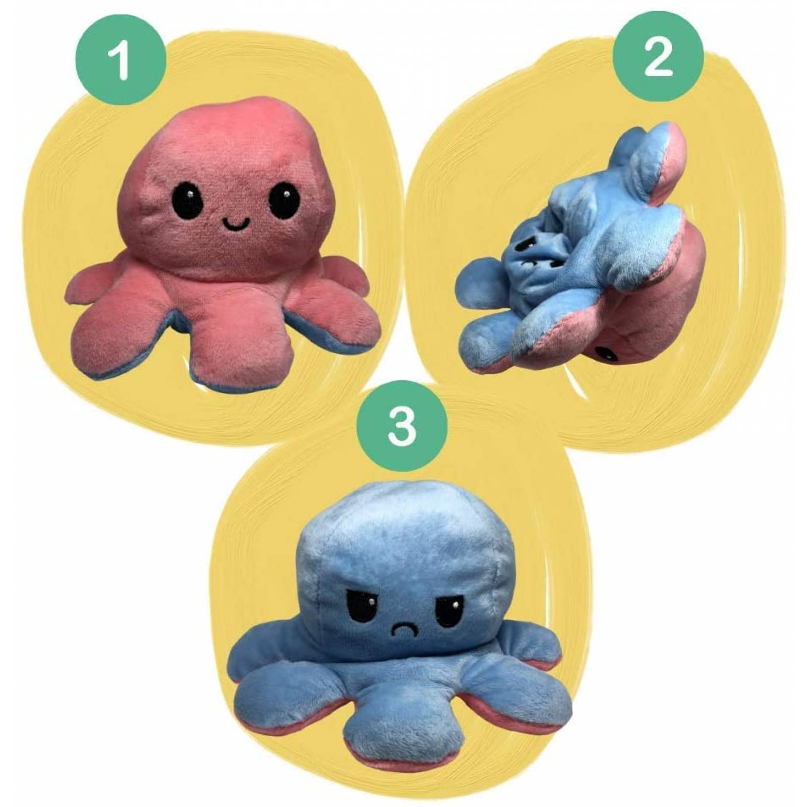 Pulpos de Peluche Reversibles Marca Bonalto (Rosa/Azul Claro)