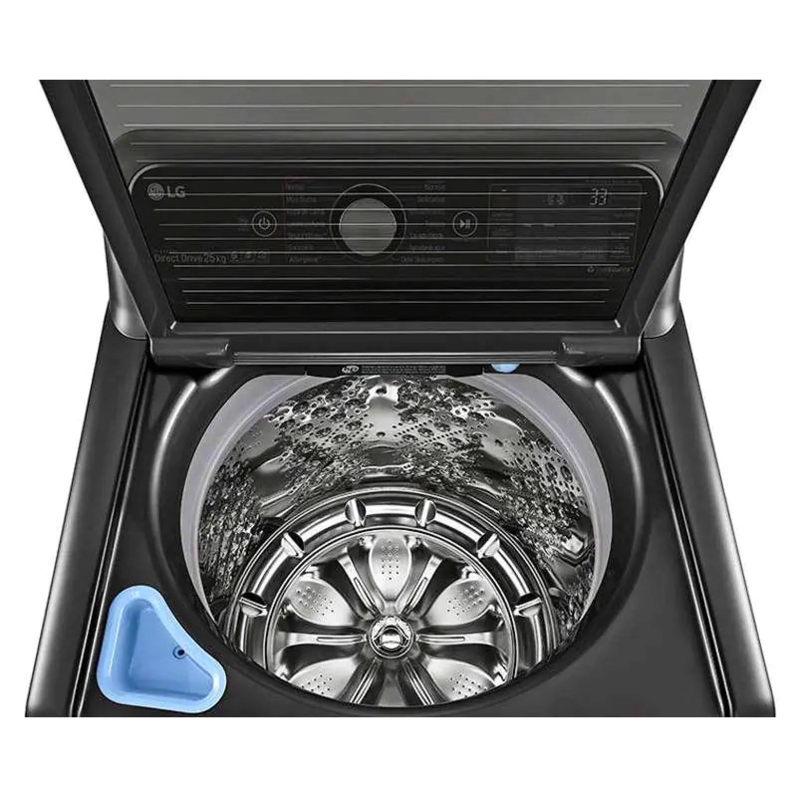 Lavadora 25 kg superior direct drive inverter c/negra marca LG