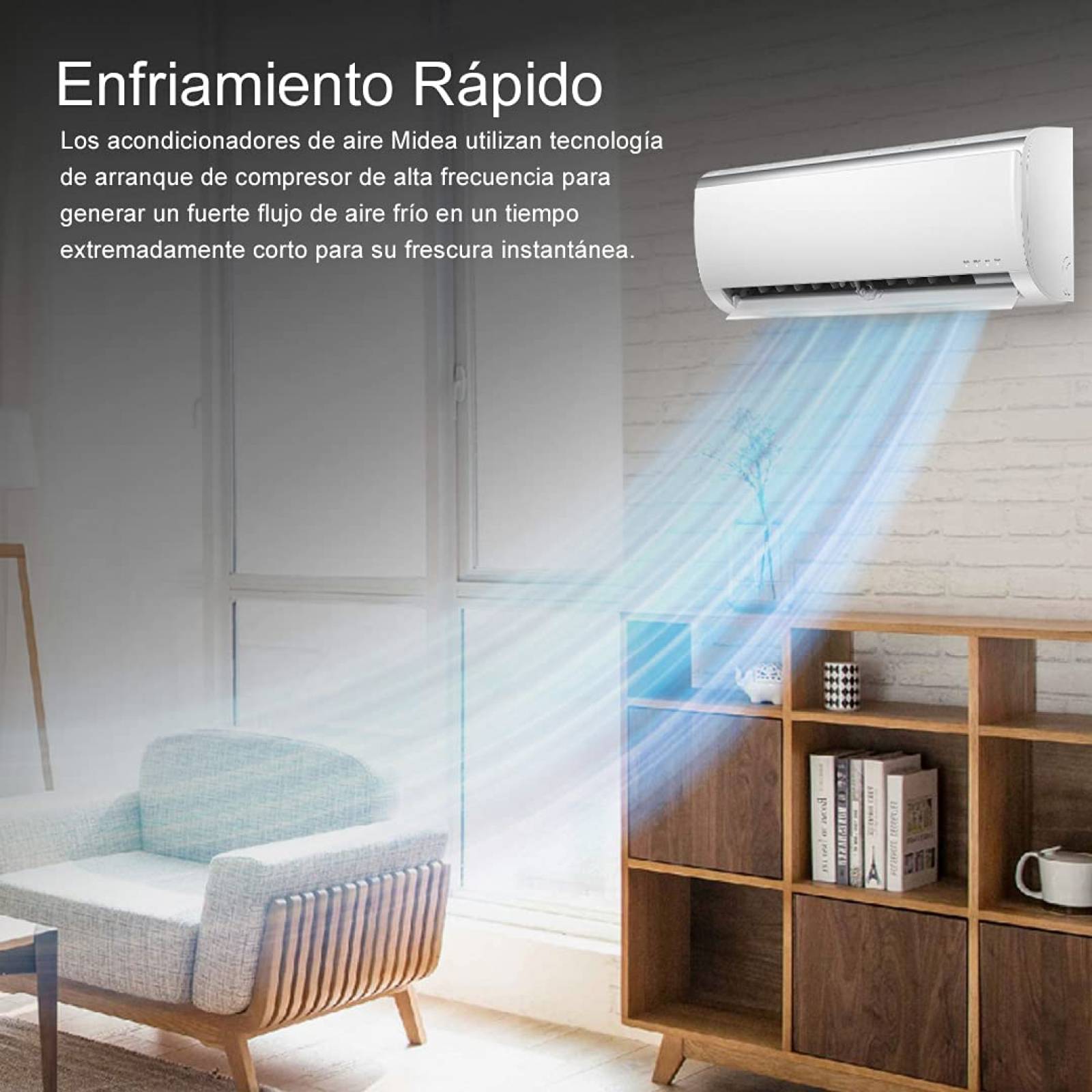 Aire acond. 22000 btus 220v, Inverter, solo frio marca Midea