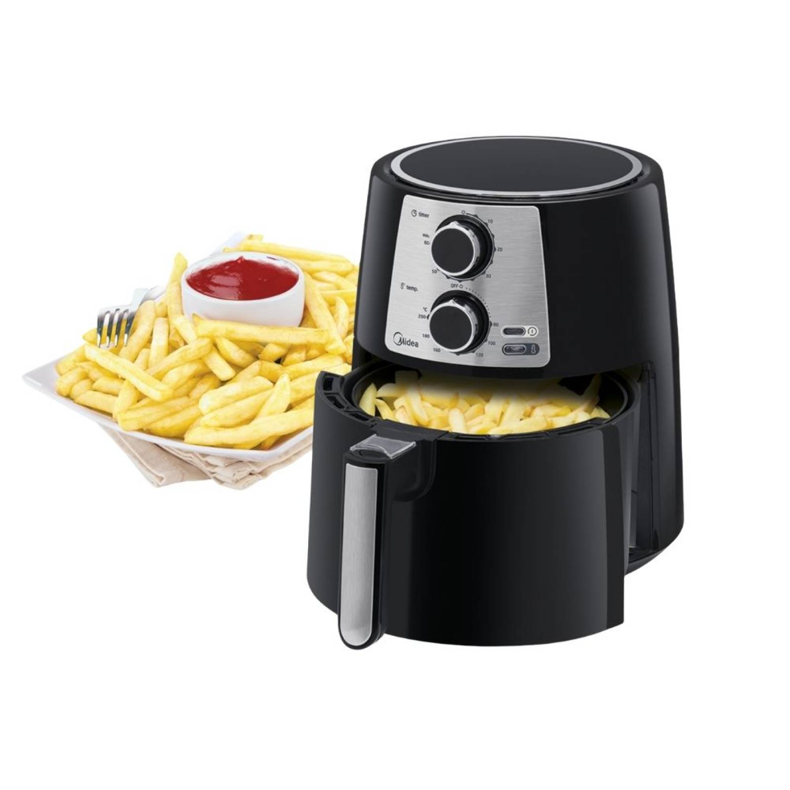Freidora de aire 3.5 lts color negra marca Midea maf35n2seb