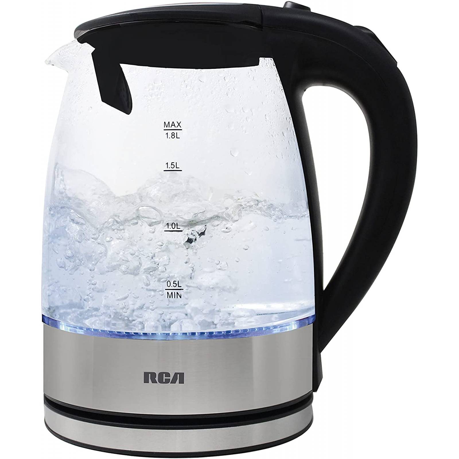 Tetera eléctrica de cristal 1.8 lts marca RCA