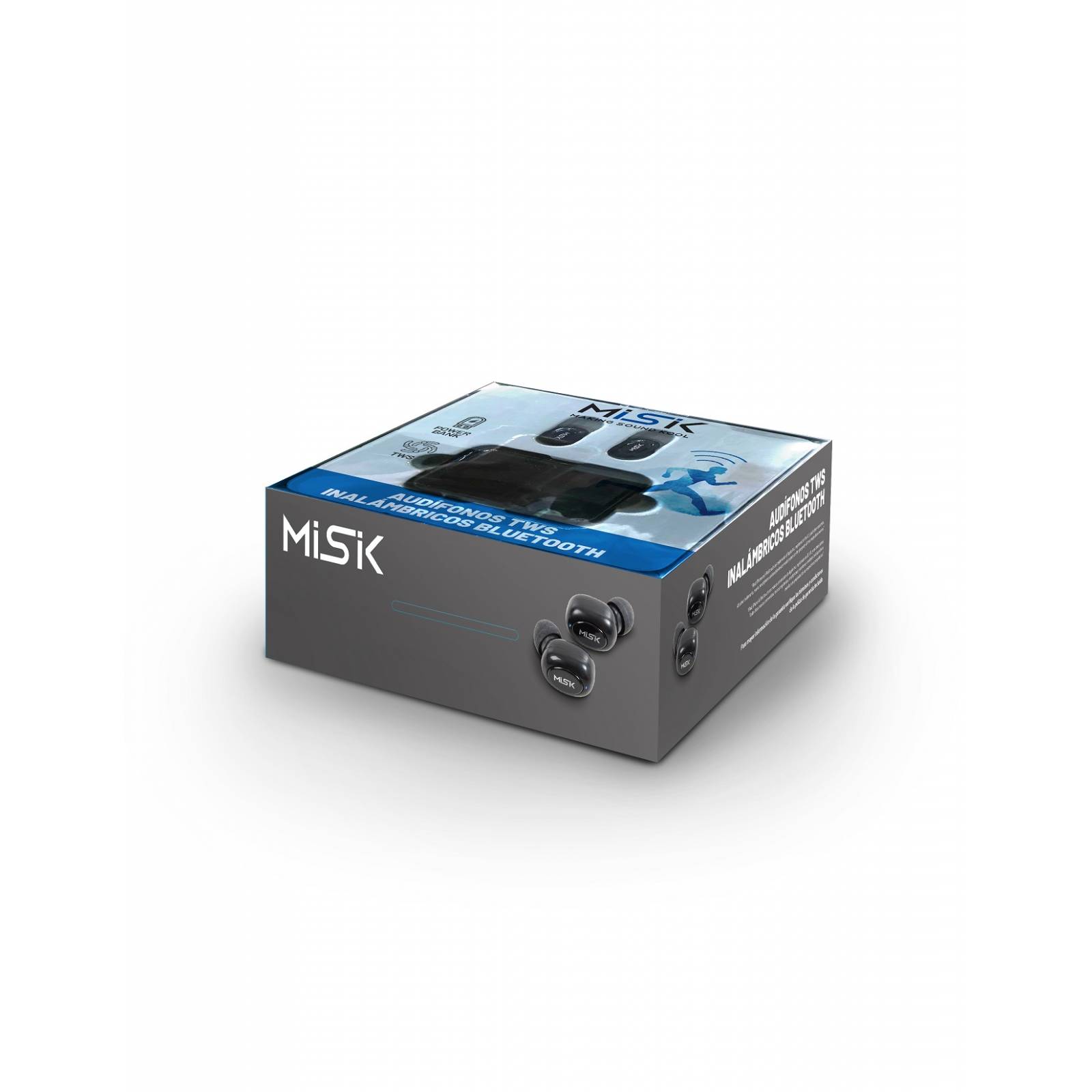 Audífonos tws bluetooth inalambricos con power bank negro misik