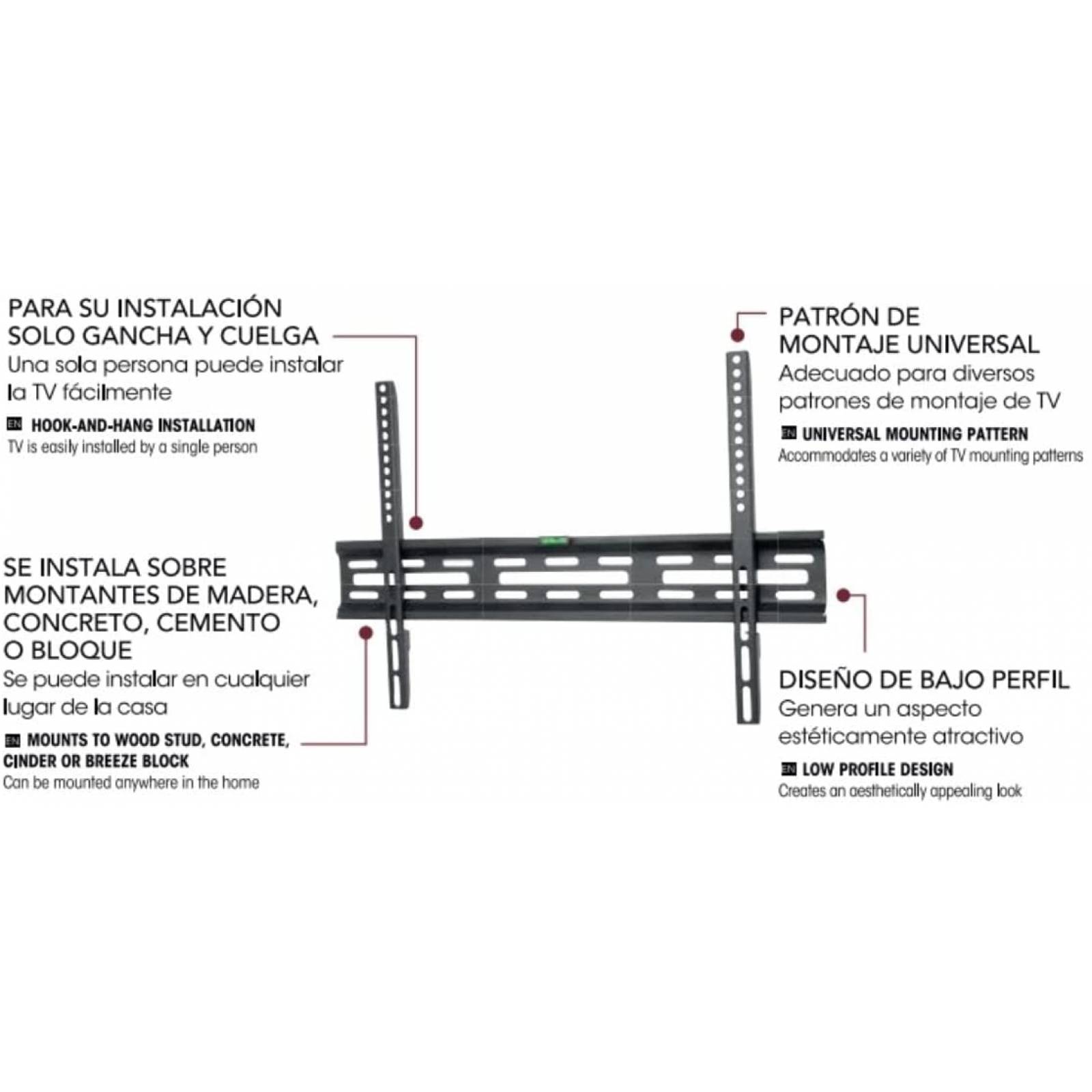 Soporte fijo p/pared tvf4275 ccable hdmi+charola