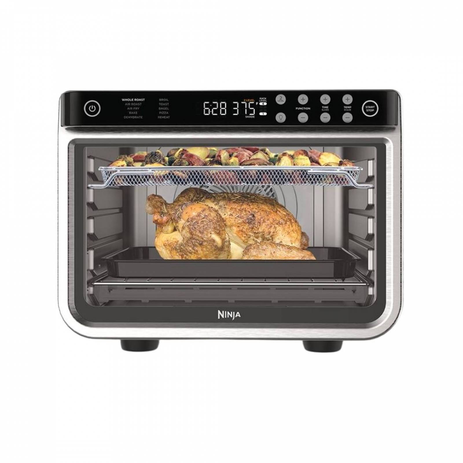 Ninja foodi 8 en 1 xl pro 1800w capacidad de hasta 2 pizzas de 12 pulgadas funciones de: asado entero freidora sin aceite asado sin aceite hornea