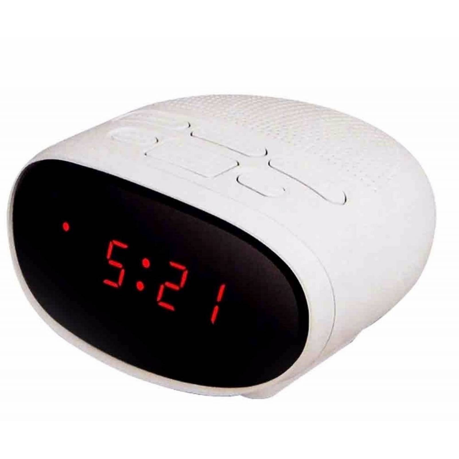 Reloj despertador con radio am/fm display 6 snooze blanco