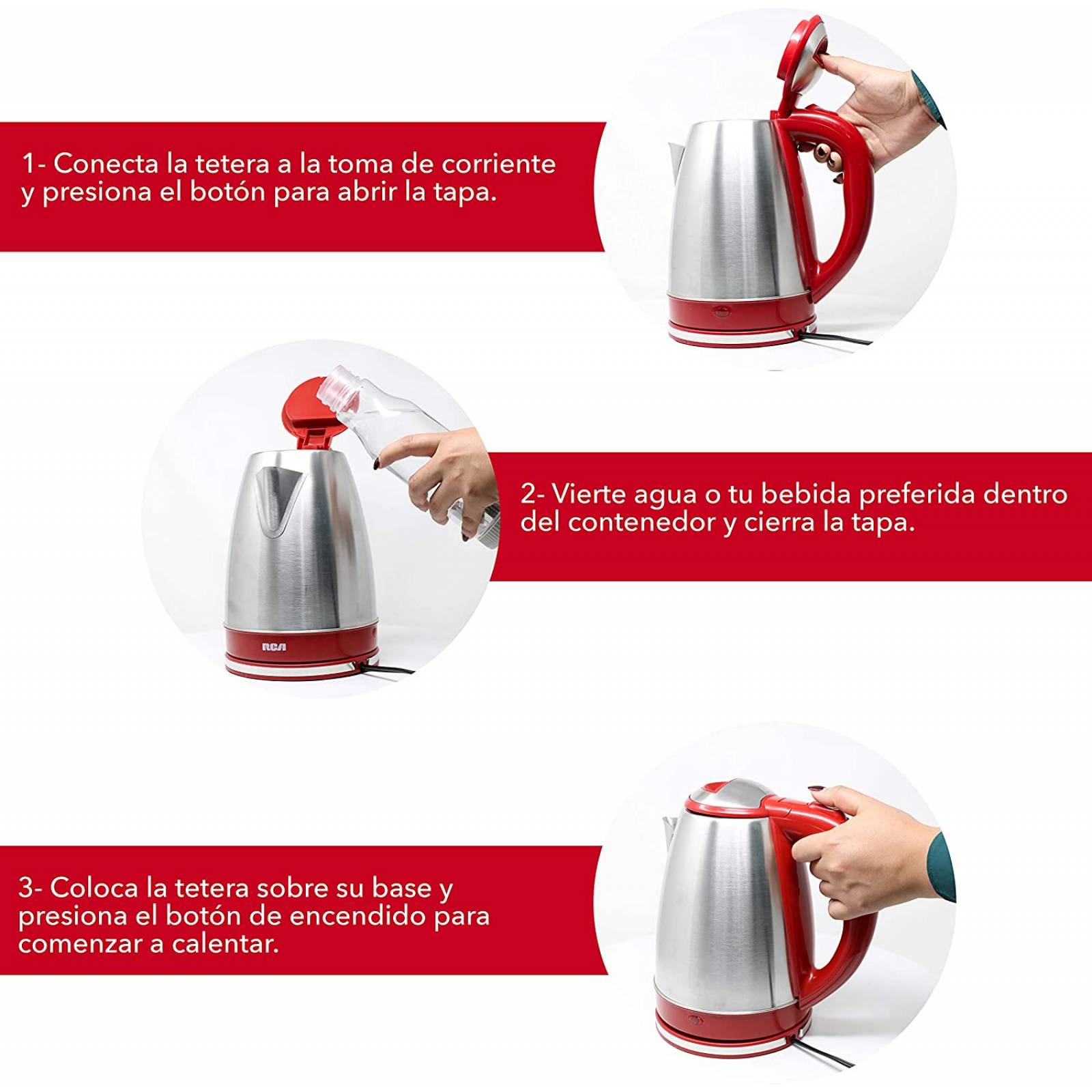 Tetera electrica acero inoxidable marca rca
