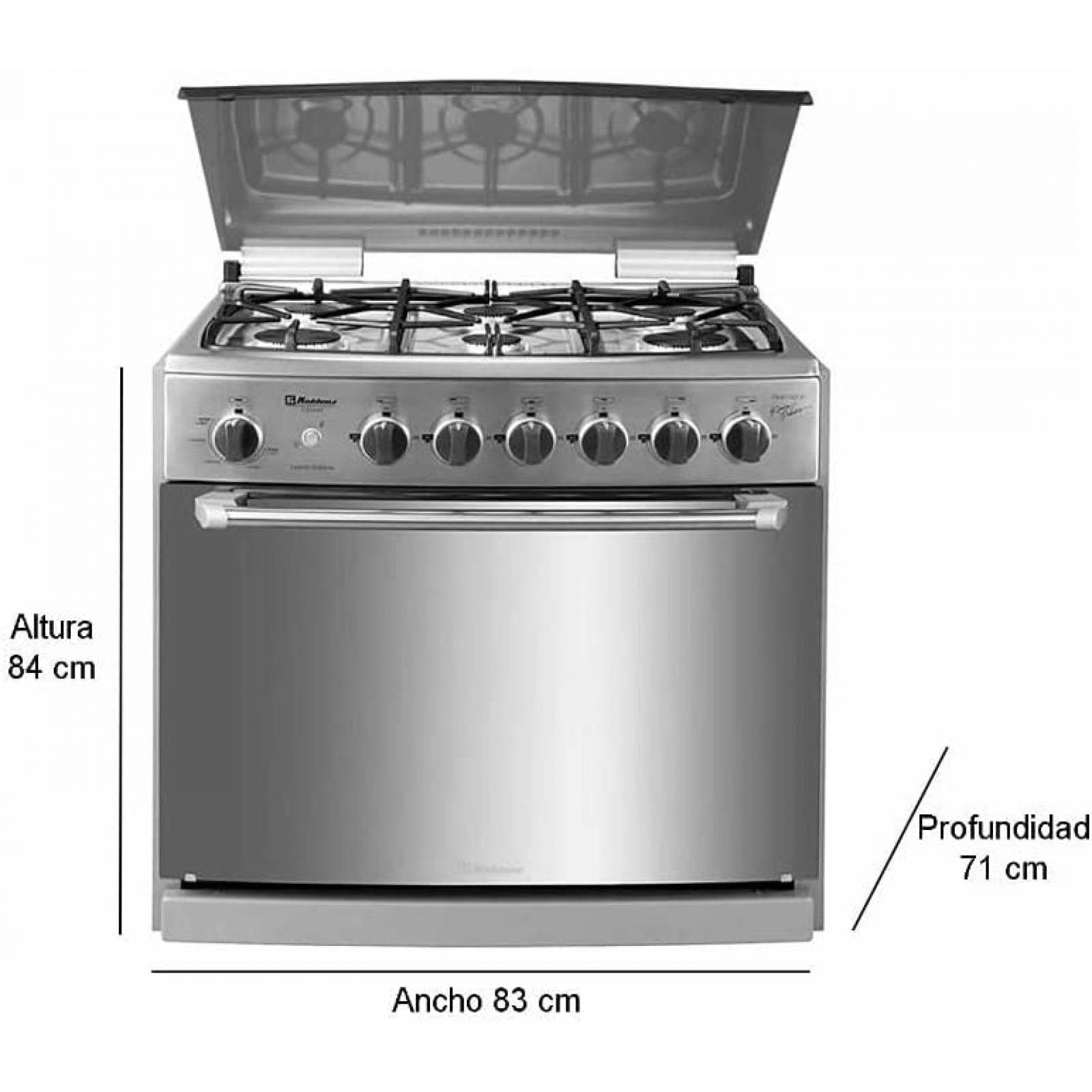 Estufa 30" acero inox. c/capelo empotrable lucerna marca koblenz