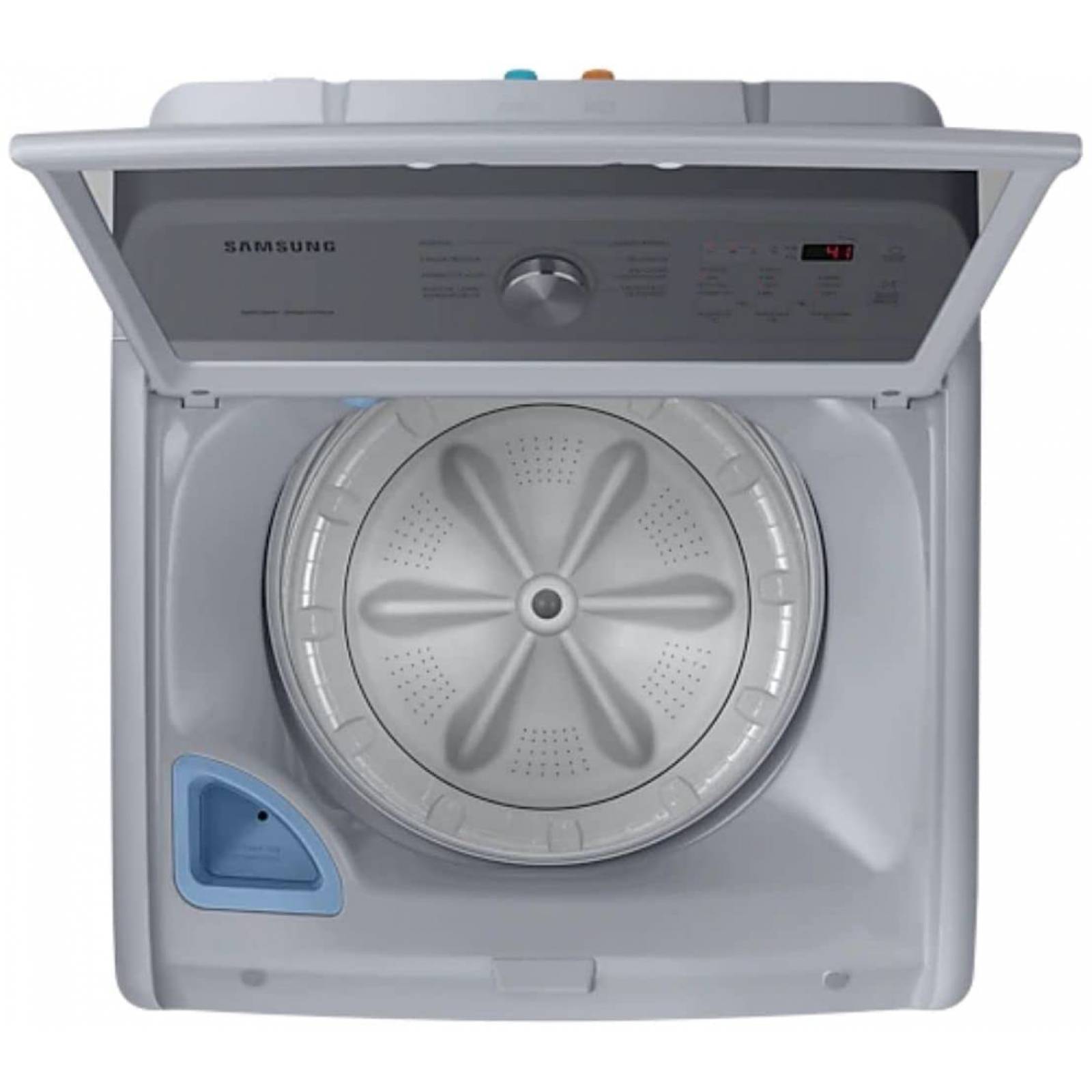 Lavadora 21 kg carga superior color gris marca samsung