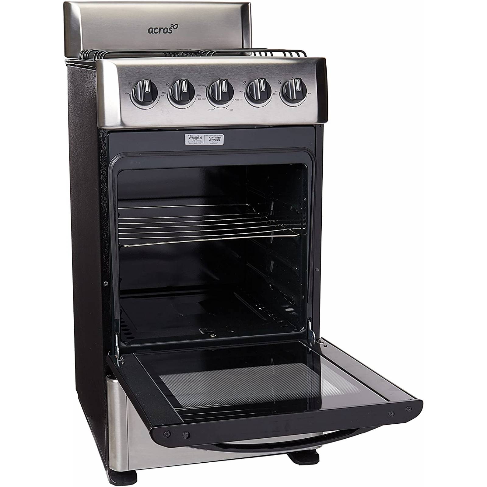 Estufa acros de gas de piso 20 pulgadas 4 quemadores gris modelo naw1001s