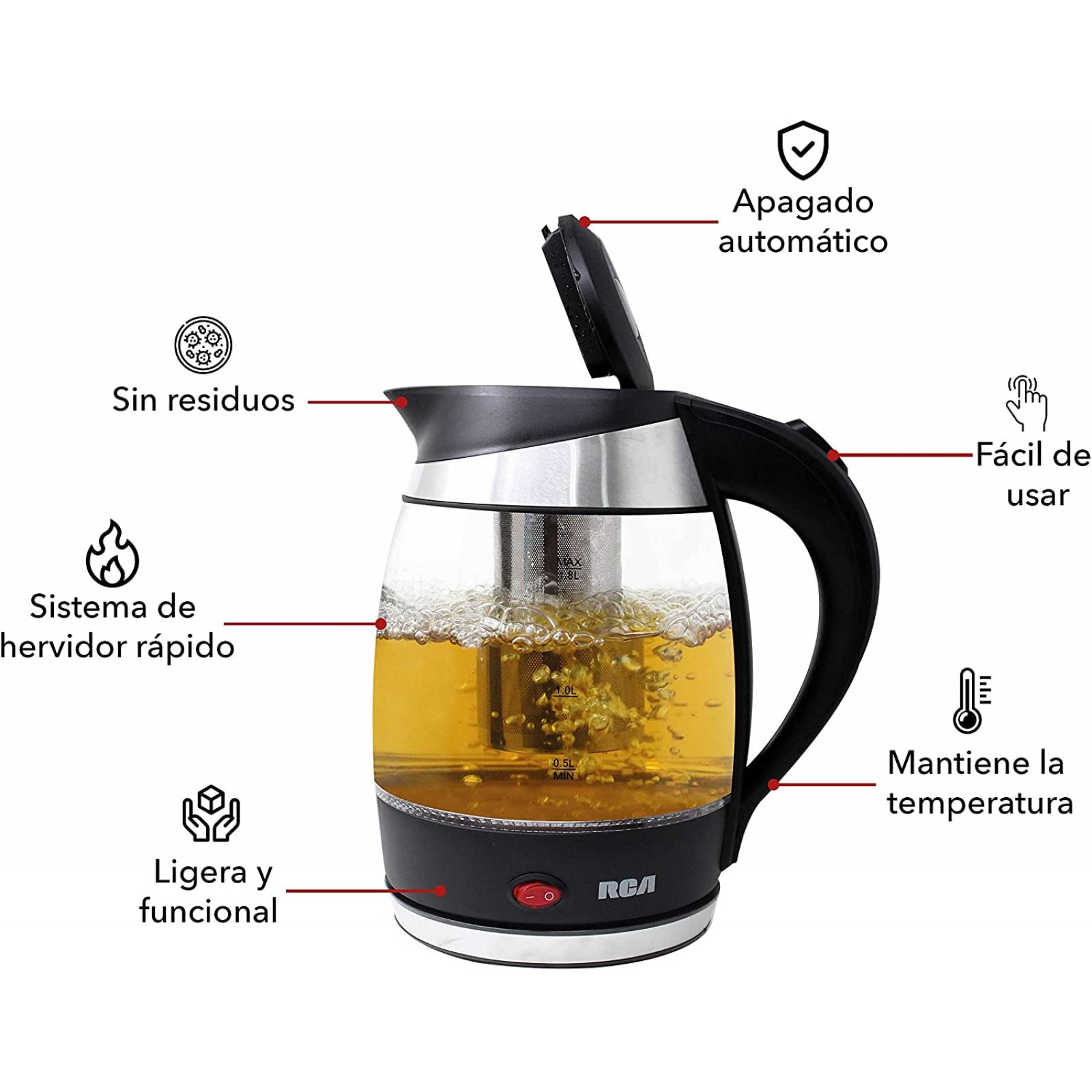 Tetera con infusor marca rca