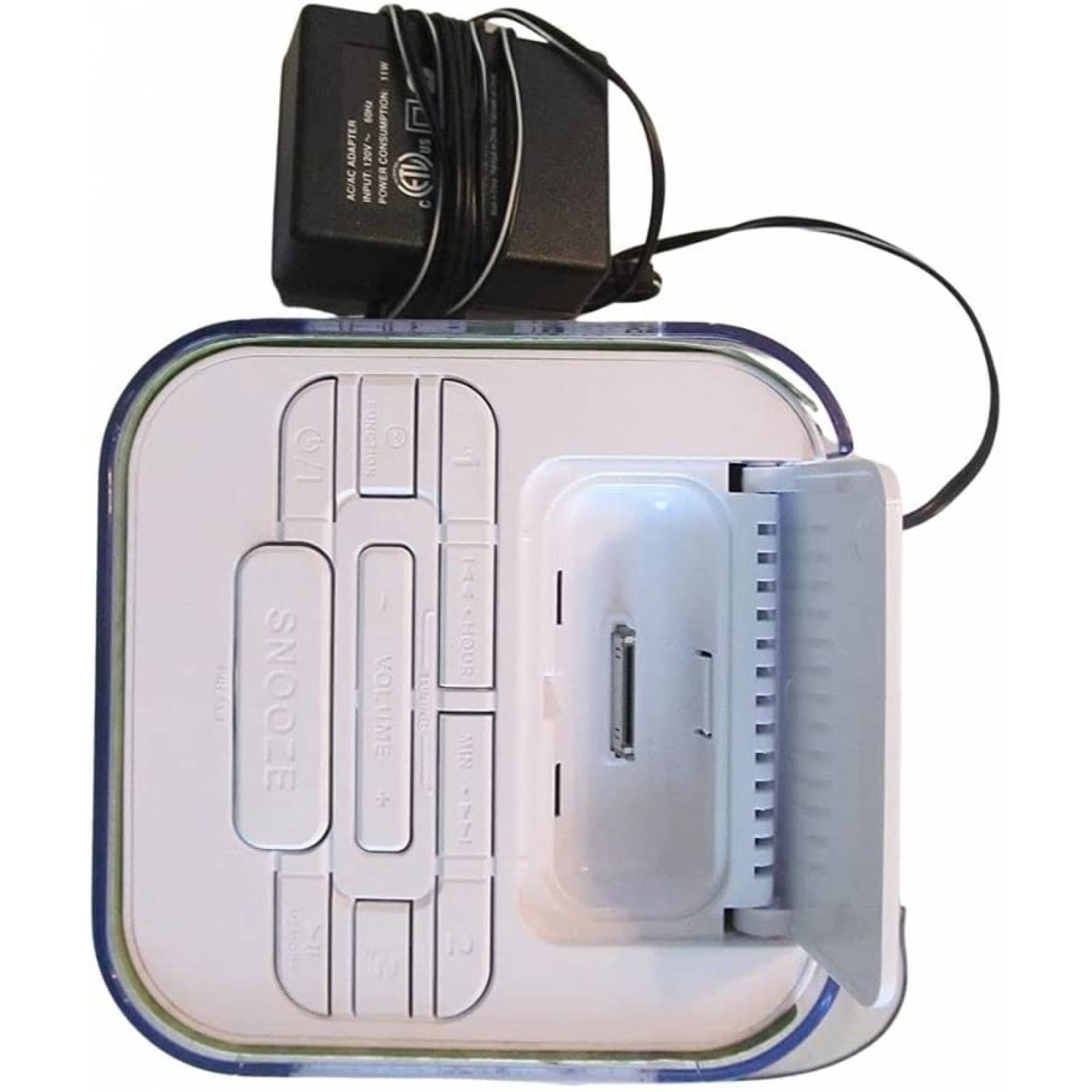 Radio reloj despertador con radio am/fm y ipod dock de 30 pin doble alarma timer para apagado automatico del radio boton de snooze para dar mas tiempo (reacondicionado)