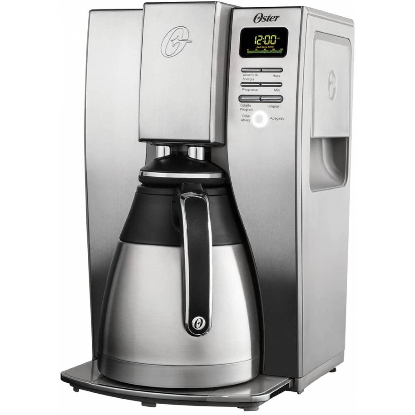 Cafetera 10 tazas programable jarra termica acero inoxidable plateada oster