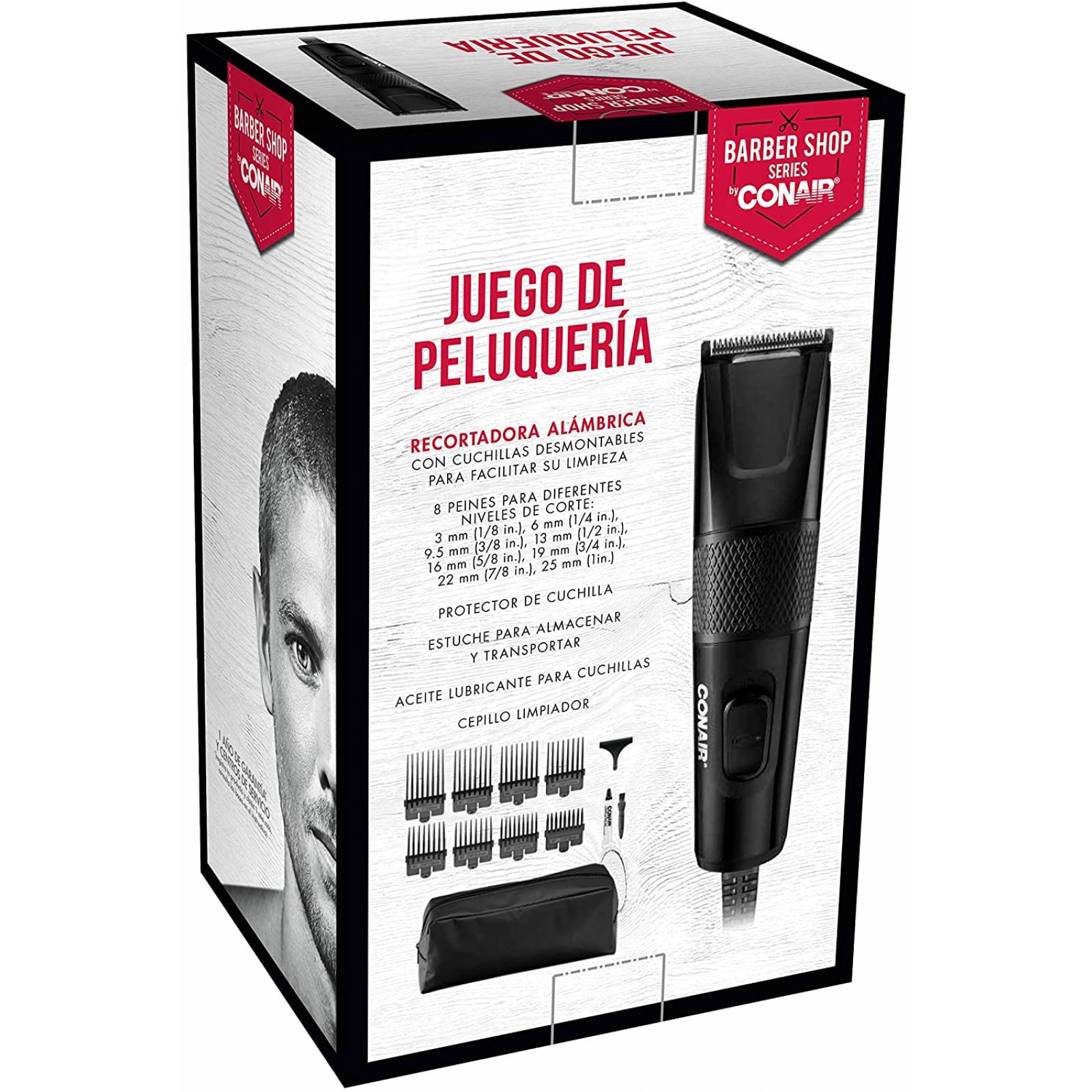 Recortadora de cabello inalambrico 13 piezas cuchillas acero inoxidable negro conair