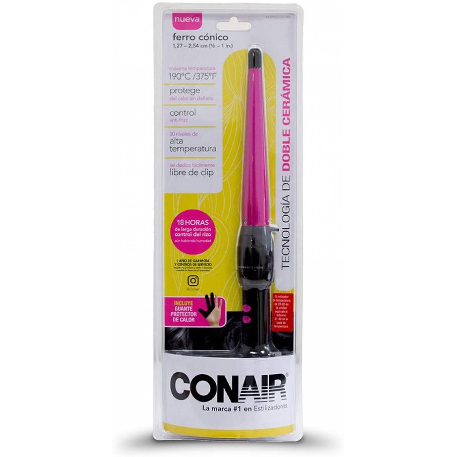 Rizadora para cabello ferro conico de doble ceramica conair