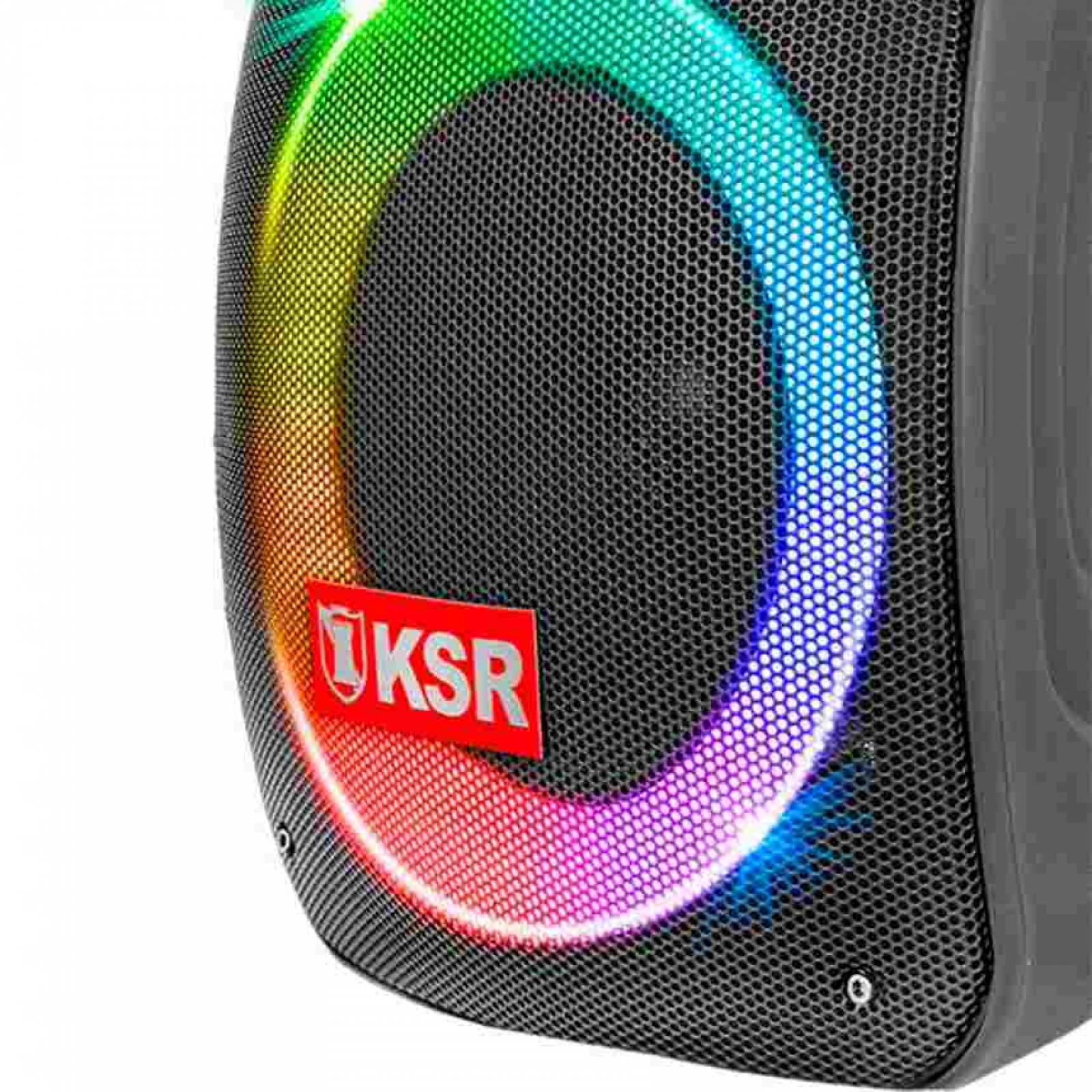 Bocina 6.5" bt recargable usb luz color negro marca ksr