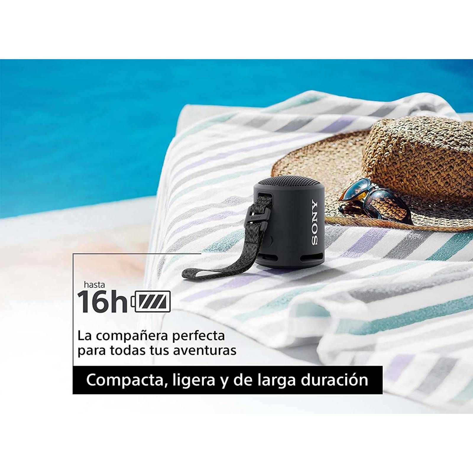Bocina bluetooth inalambrica color negro marca sony