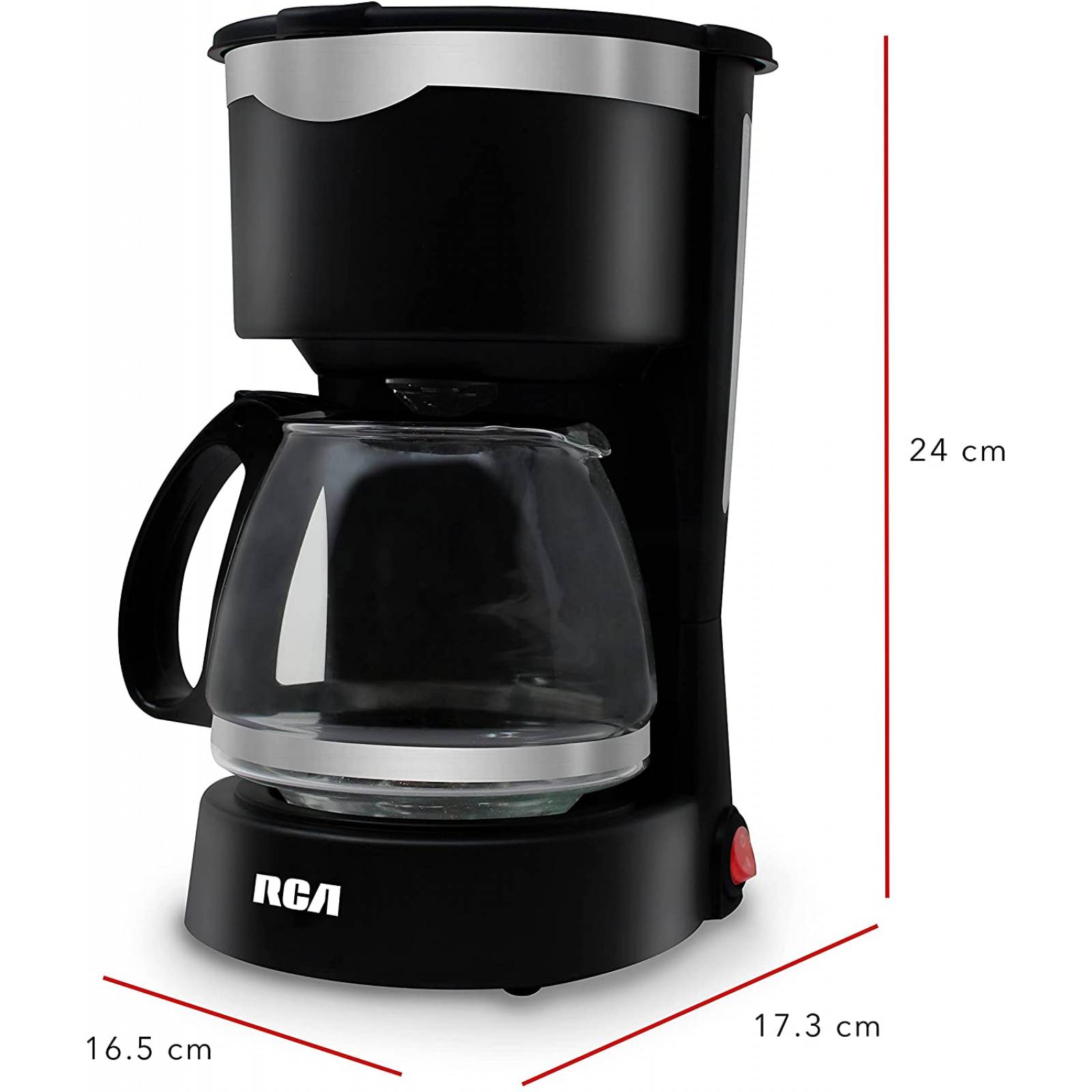 Cafetera electrica capacidad de 650 ml cristal resistente 650 watts marca rca