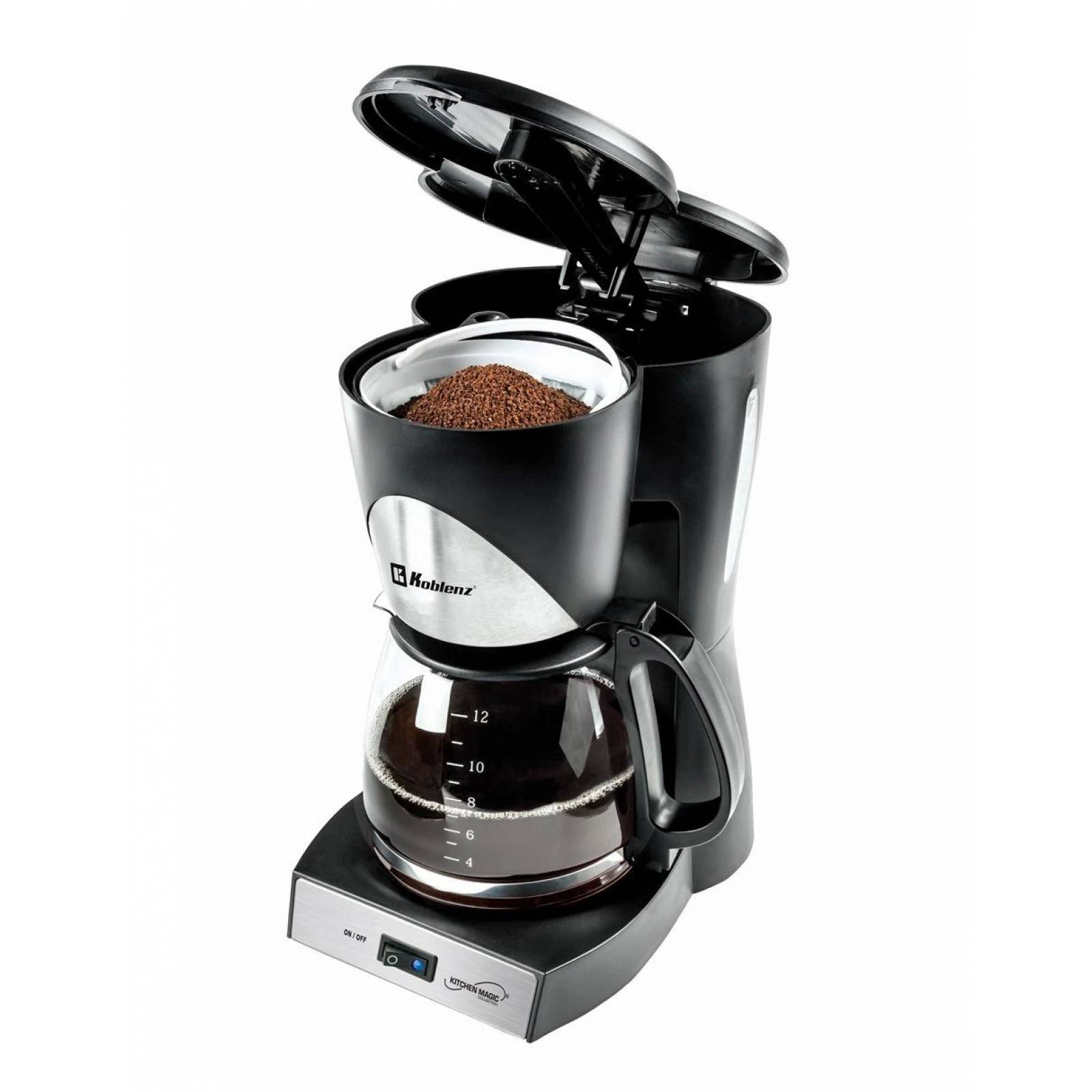 Cafetera 12 tazas de goteo jarra de vidrio negro/plata koblenz