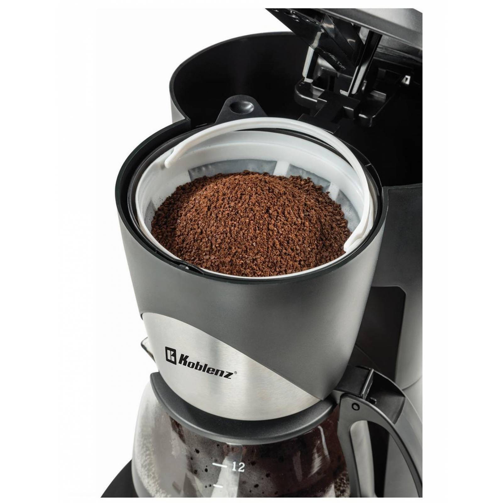 Cafetera 12 tazas de goteo jarra de vidrio negro/plata koblenz