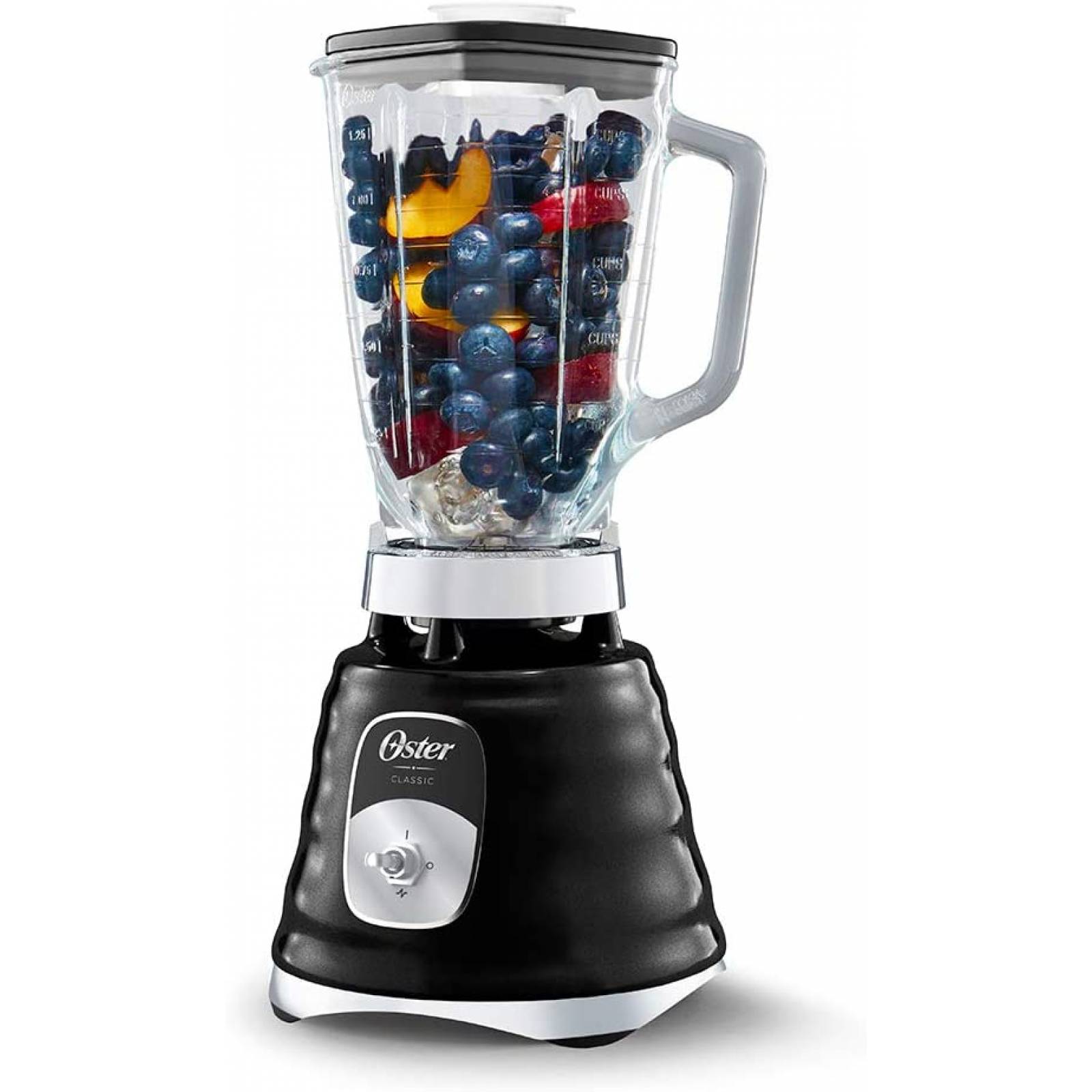 Licuadora 2vel 1.25lt vaso vidrio clasica metal negro oster