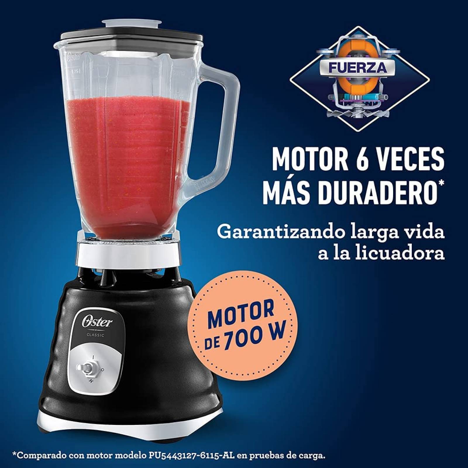 Licuadora 2vel 1.25lt vaso vidrio clasica metal negro oster