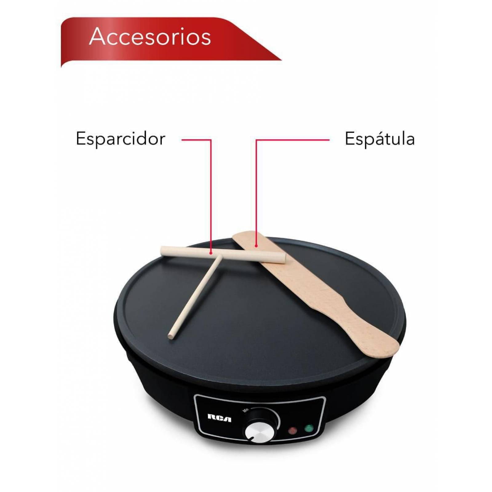 Crepera plancha antiadherente control de temperatura de 28 cm de diametro rca