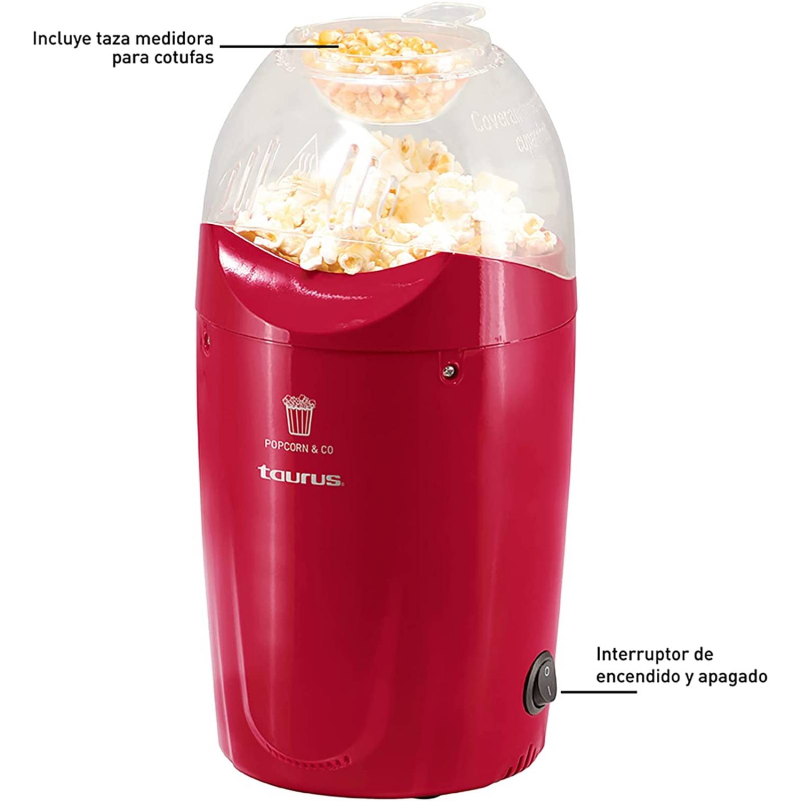 Maquina para hacer palomitas pop n corn roja taurus